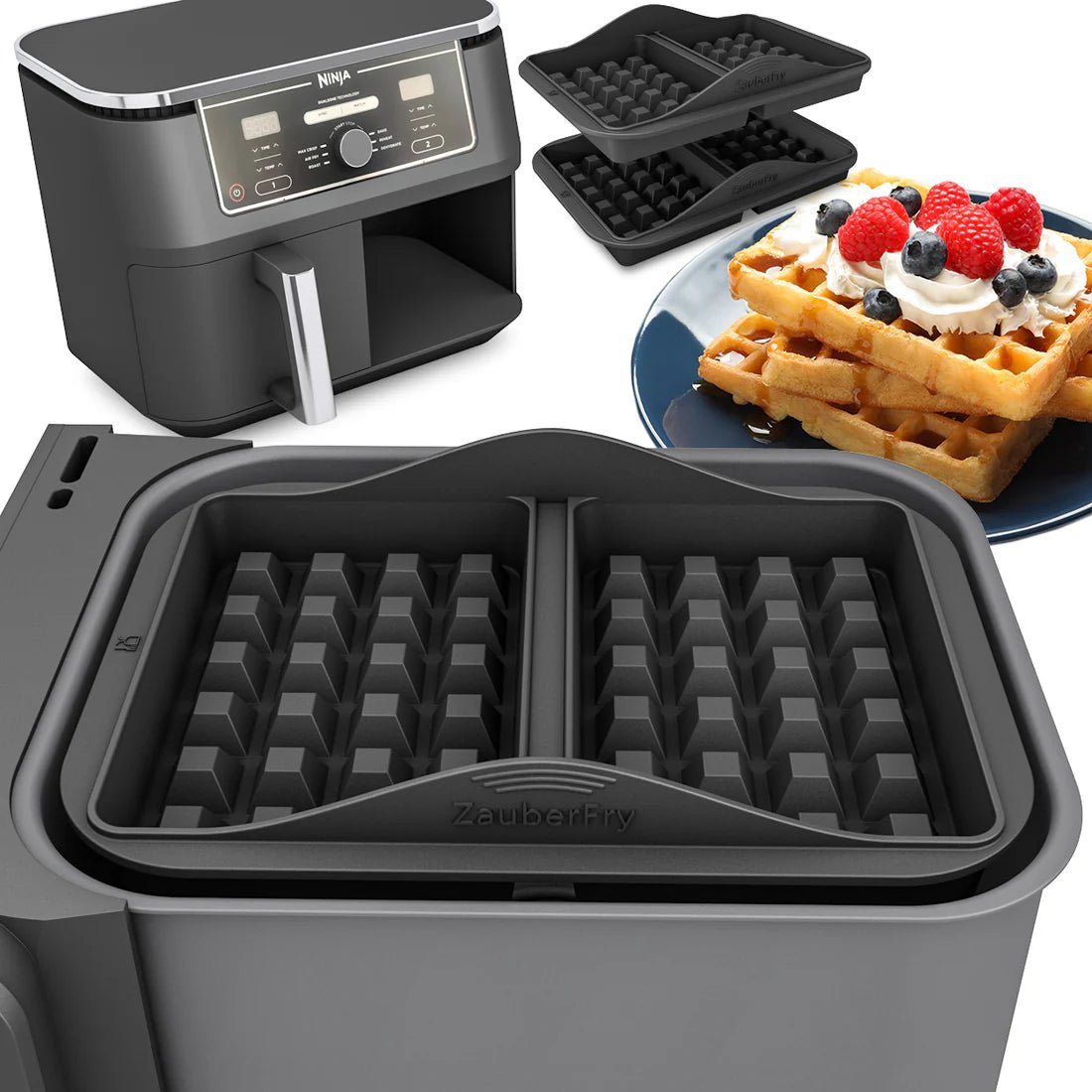 ZauberFry - Backform Waffeleinsatz kompatibel mit Ninja Airfryer (2er - Set) - Wundermix GmbH
