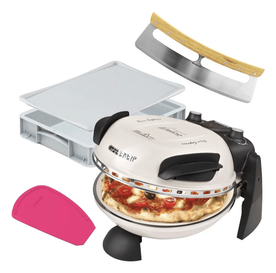 Pizza - Set mit G3Ferrari Pizzaofen, Teigballenbox, WunderCard® und Pizza - Wiegemesser - Wundermix GmbH