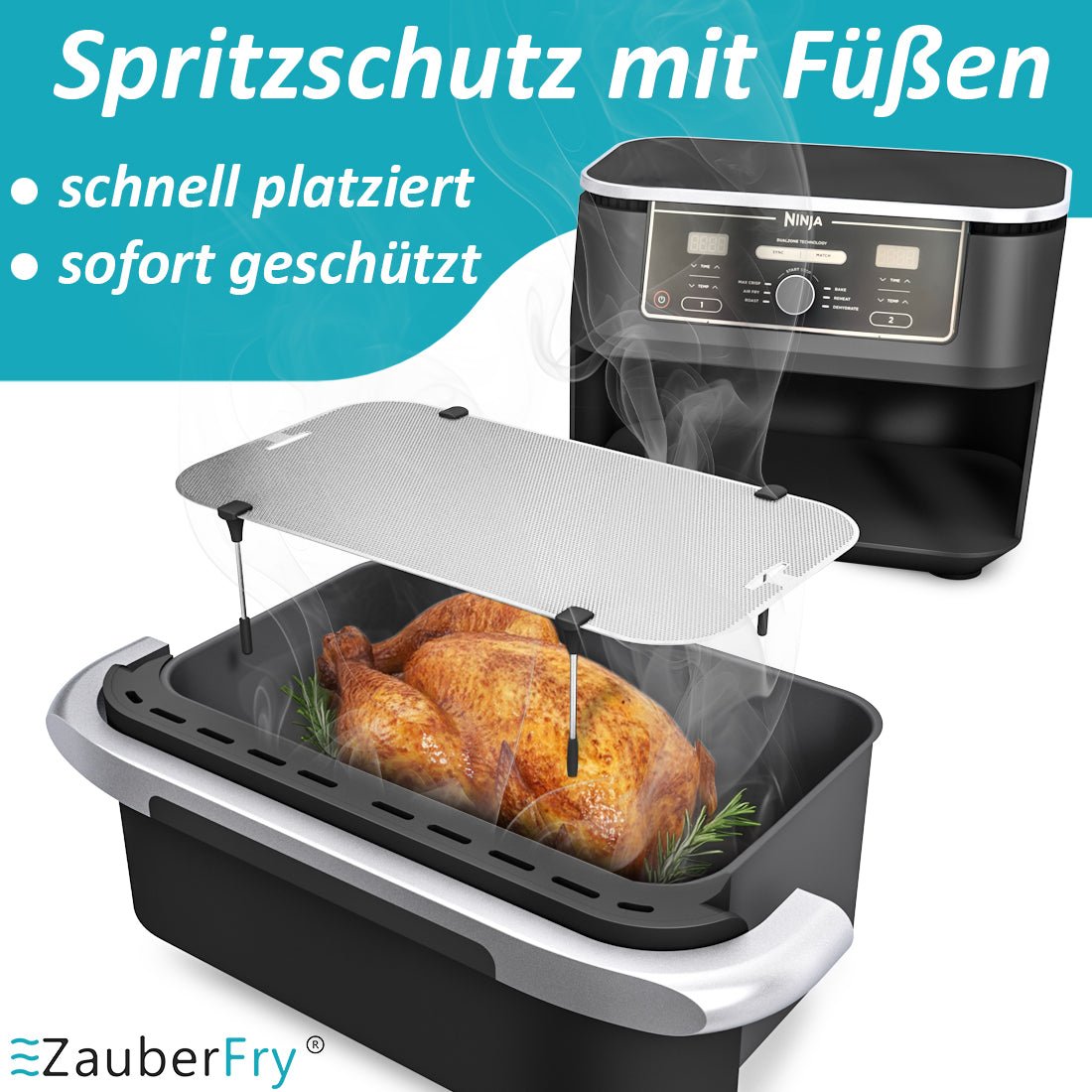 ZauberFry | Spritzschutz für Airfryer Cosori Dual Blaze, TwinFry, Ninja AF500EU - Wundermix GmbH