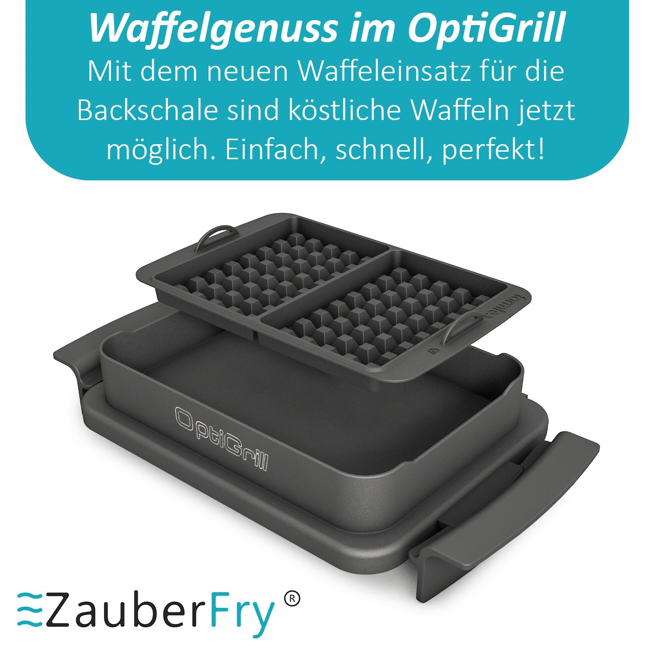 ZauberFry | Waffeleinsatz kompatibel mit Tefal OptiGrill Standardmodellen, 4in1, 2in1, Elite, Plus+ - Wundermix GmbH