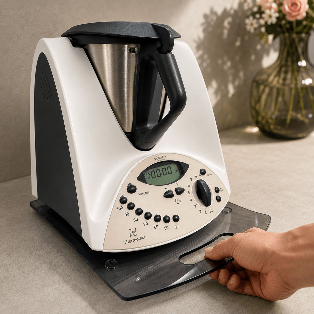 EasySlider® | Gleitbrett aus Acrylglas für Thermomix TM31 - Wundermix GmbH