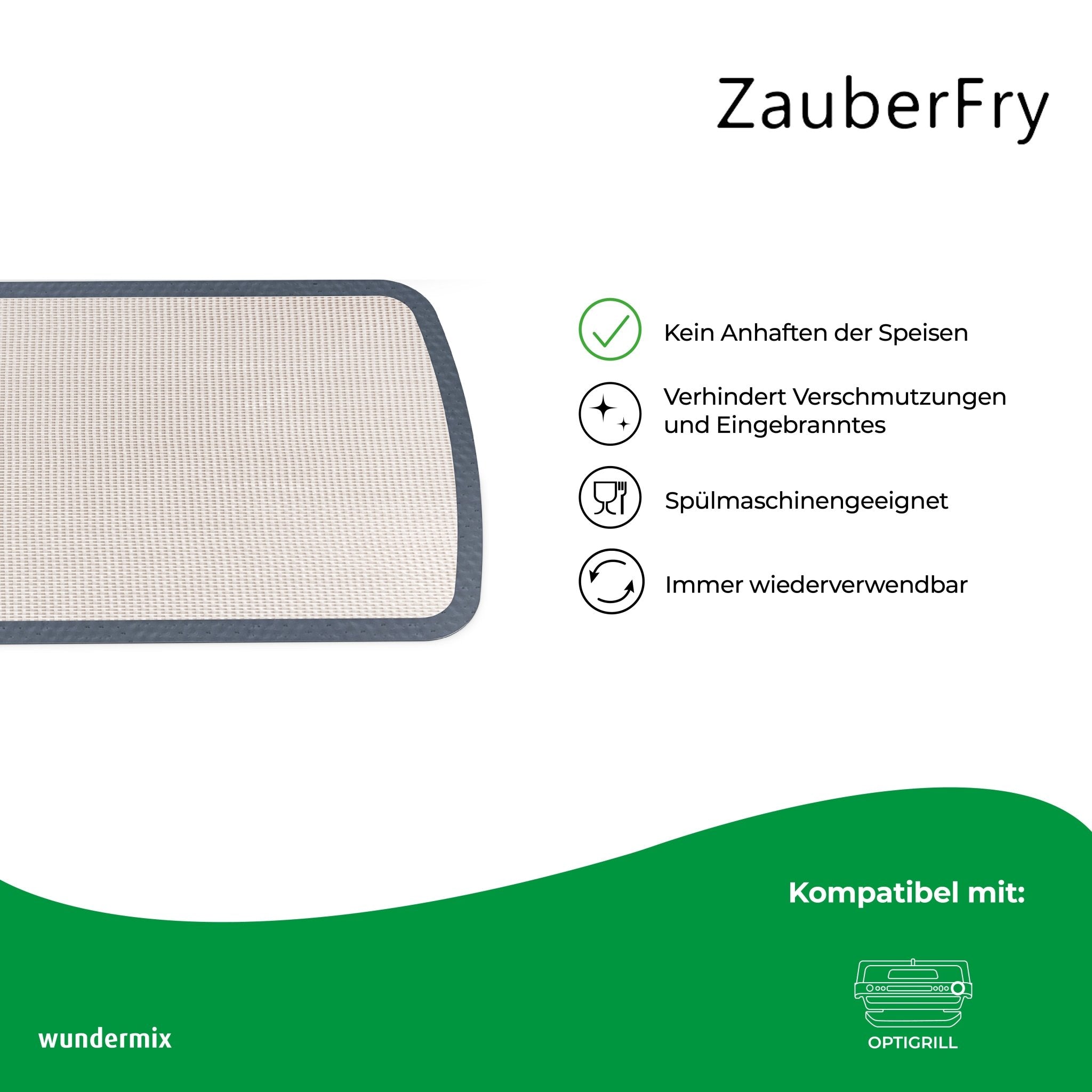 ZauberFry - Dauerbackmatten aus Silikon kompatibel mit Tefal OptiGrill - Wundermix GmbH