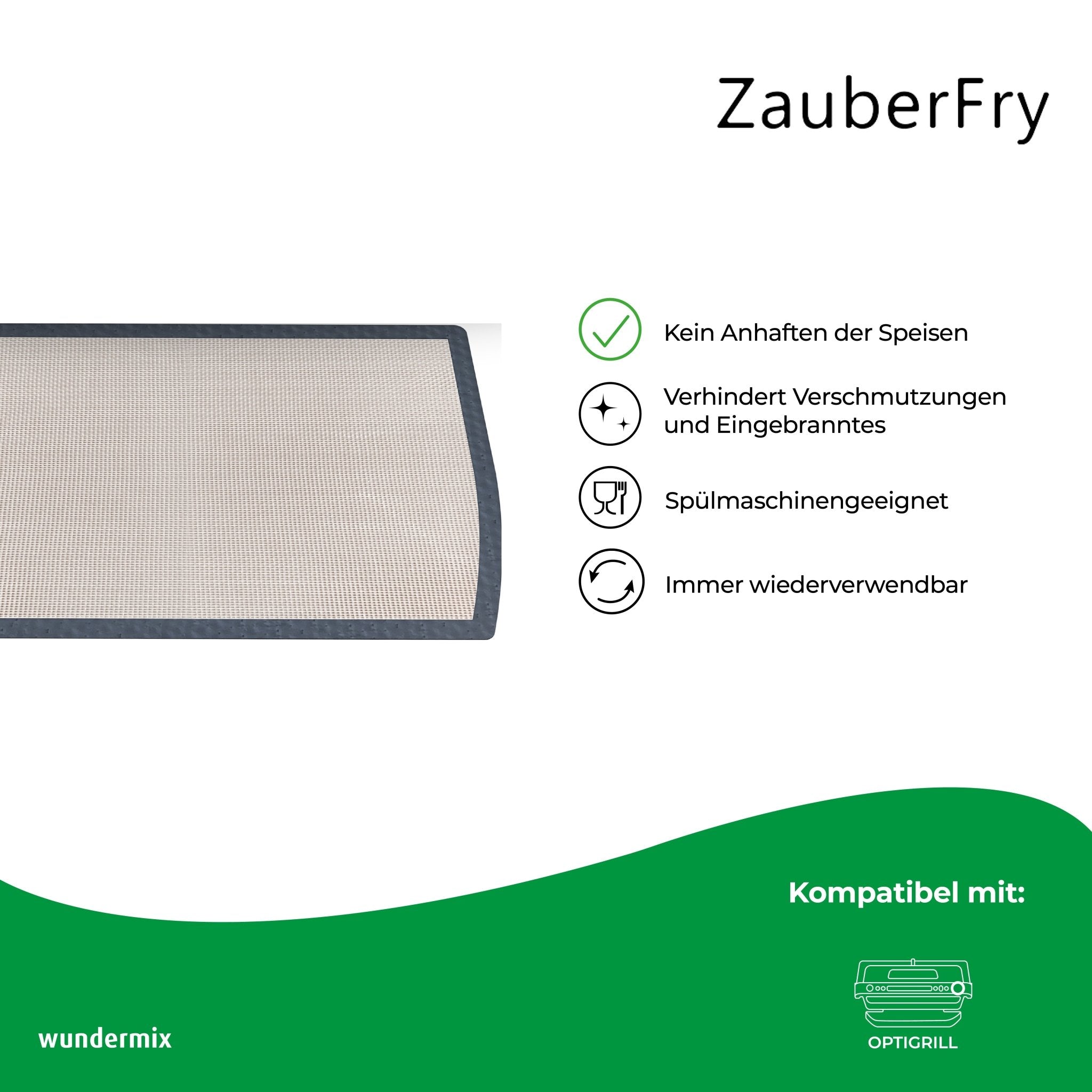 ZauberFry - Dauerbackmatten aus Silikon kompatibel mit Tefal OptiGrill XL - Wundermix GmbH
