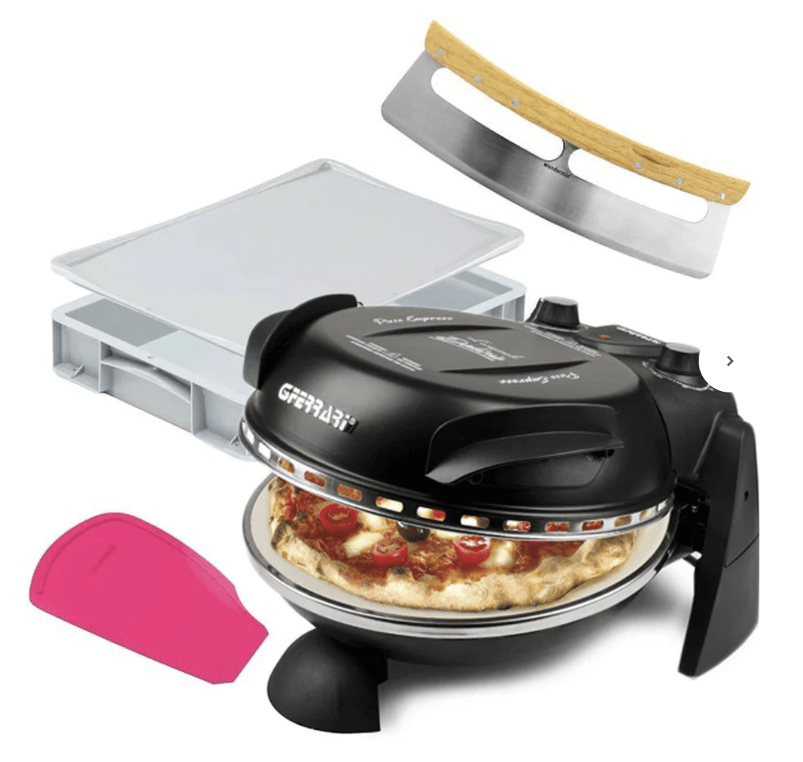 Pizza - Set mit G3Ferrari Pizzaofen, Teigballenbox, WunderCard® und Pizza - Wiegemesser - Wundermix GmbH
