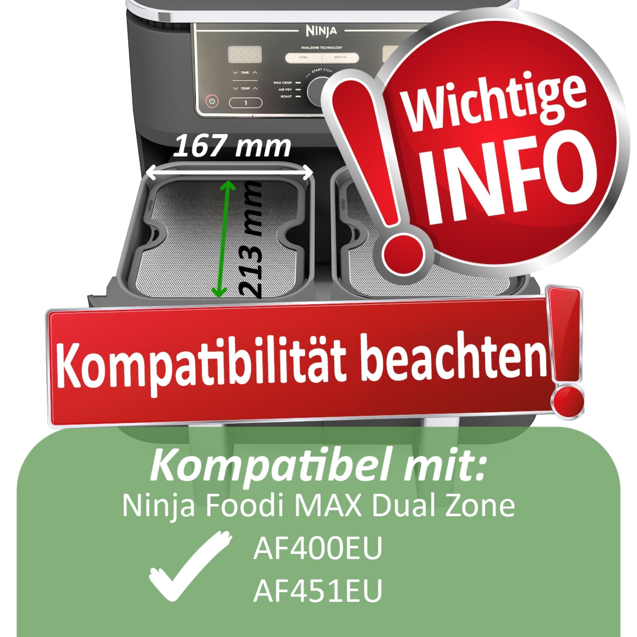 ZauberFry - Spritzschutz kompatibel mit Ninja Airfryer (2er - Set) - Wundermix GmbH