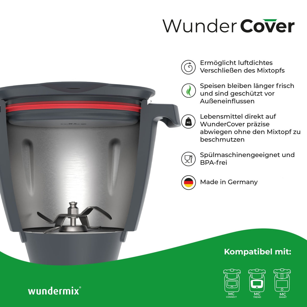 WunderCover® | Frischhalte - Deckel mit Wiegefunktion für Monsieur Cuisine Smart, Trend und Connect - Wundermix GmbH