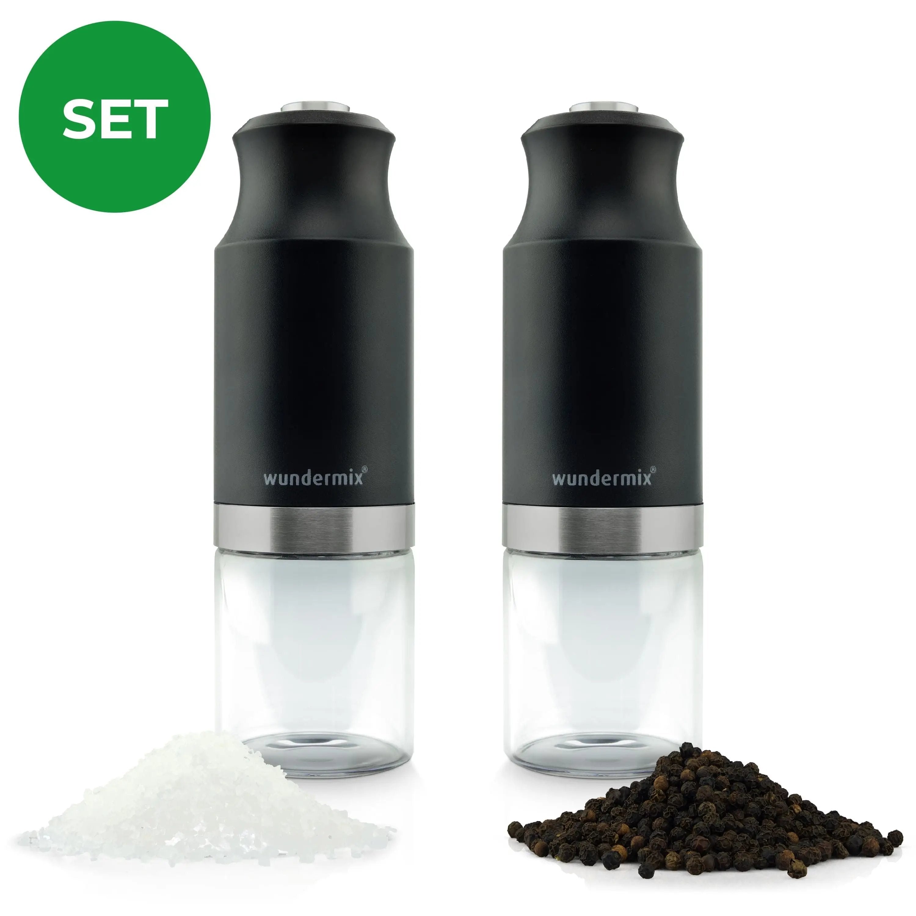 WunderSpicer® | Electric salt or pepper mill with ceramic grinder | economy set