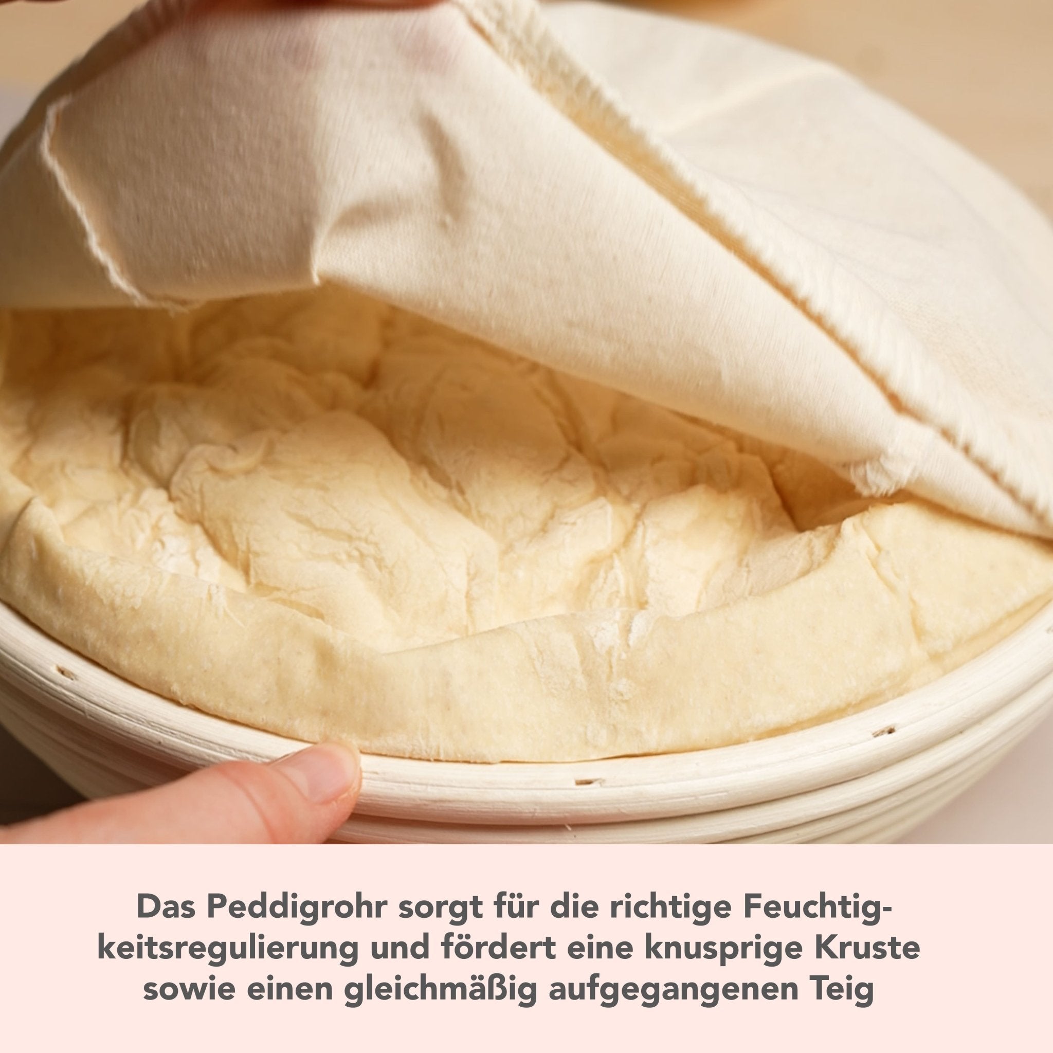 Gärkörbchen aus Peddigrohr mit Baumwolleinsatz | rund Ø 23 cm - Wundermix GmbH