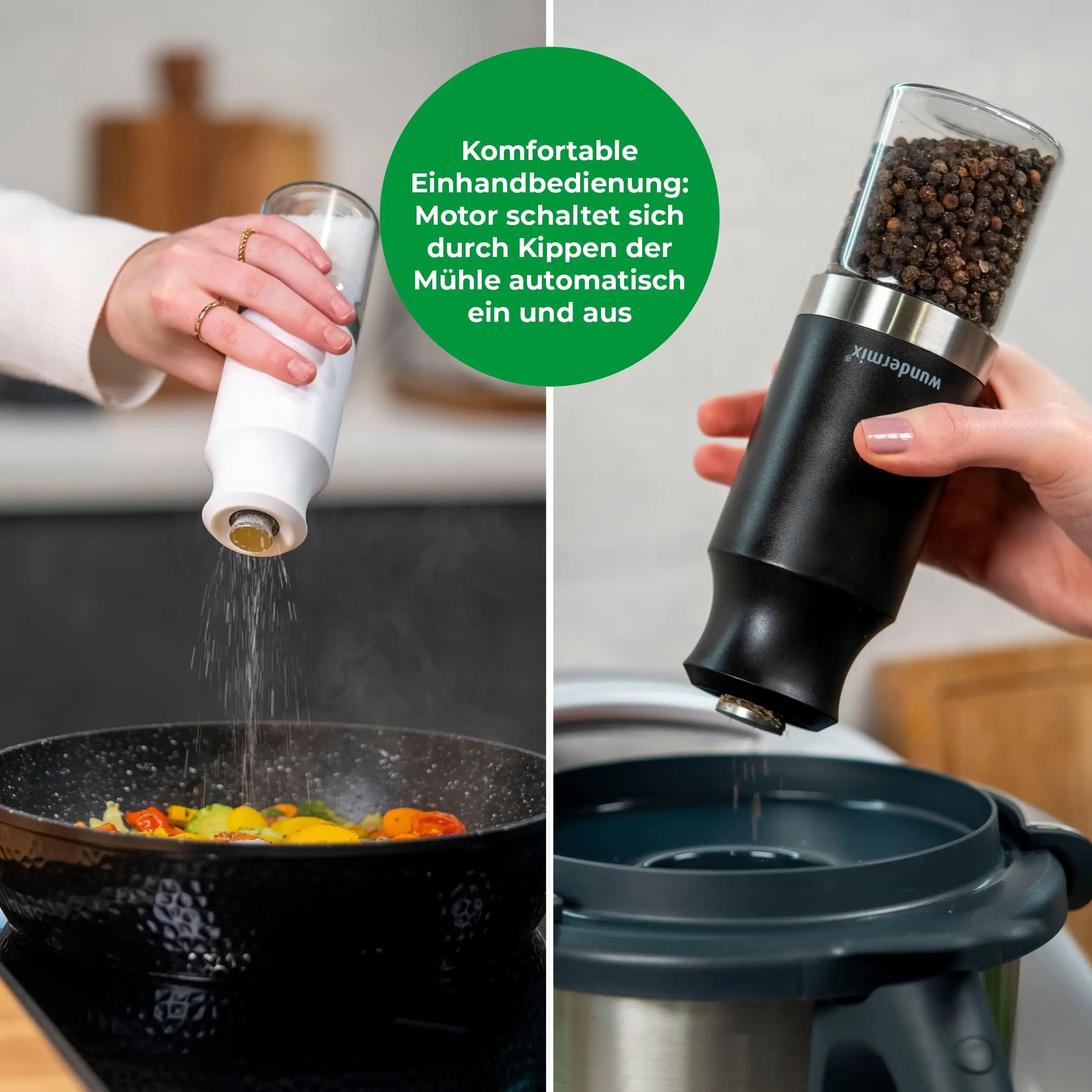 WunderSpicer® | Electric salt or pepper mill with ceramic grinder | economy set
