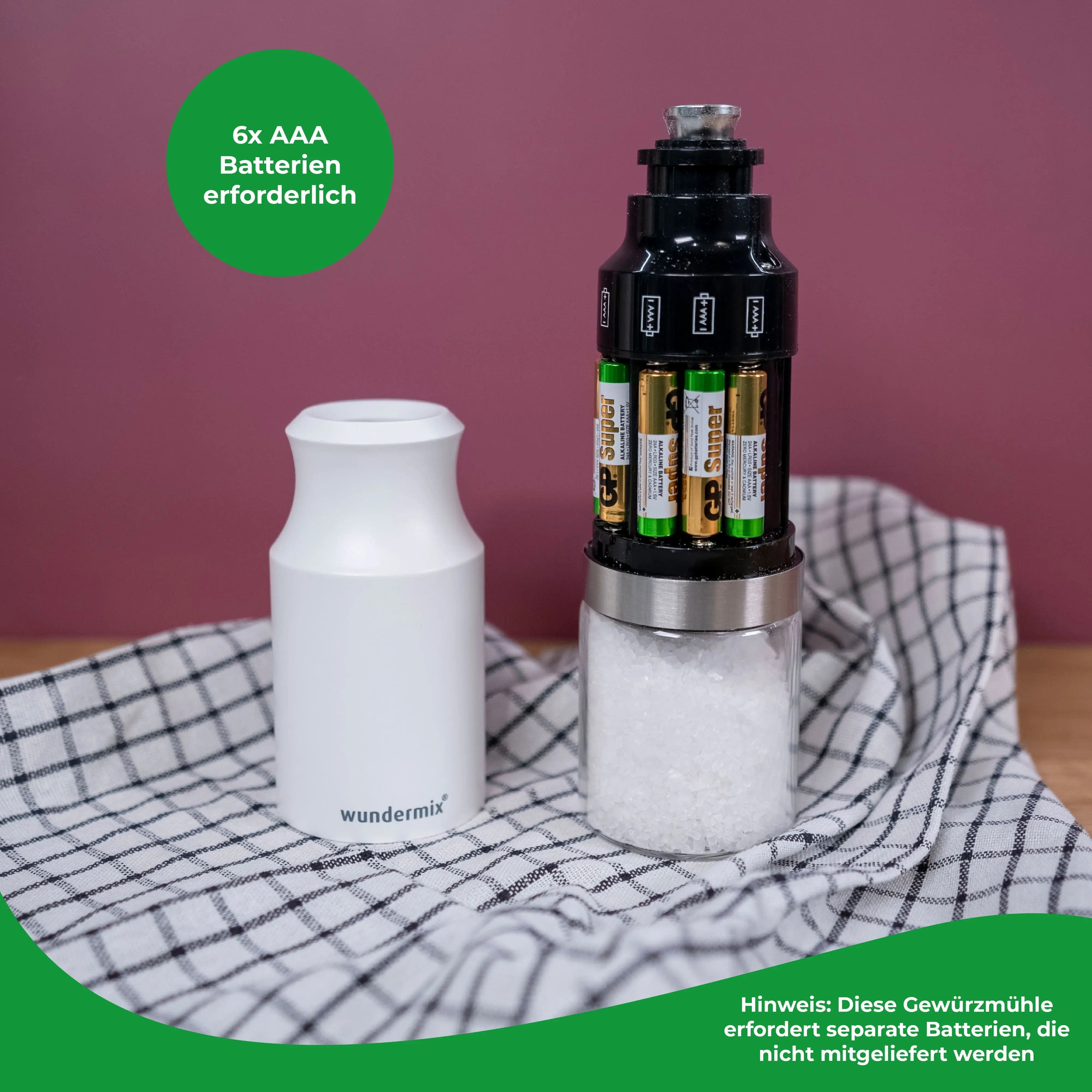 WunderSpicer® | Electric salt or pepper mill with ceramic grinder | economy set