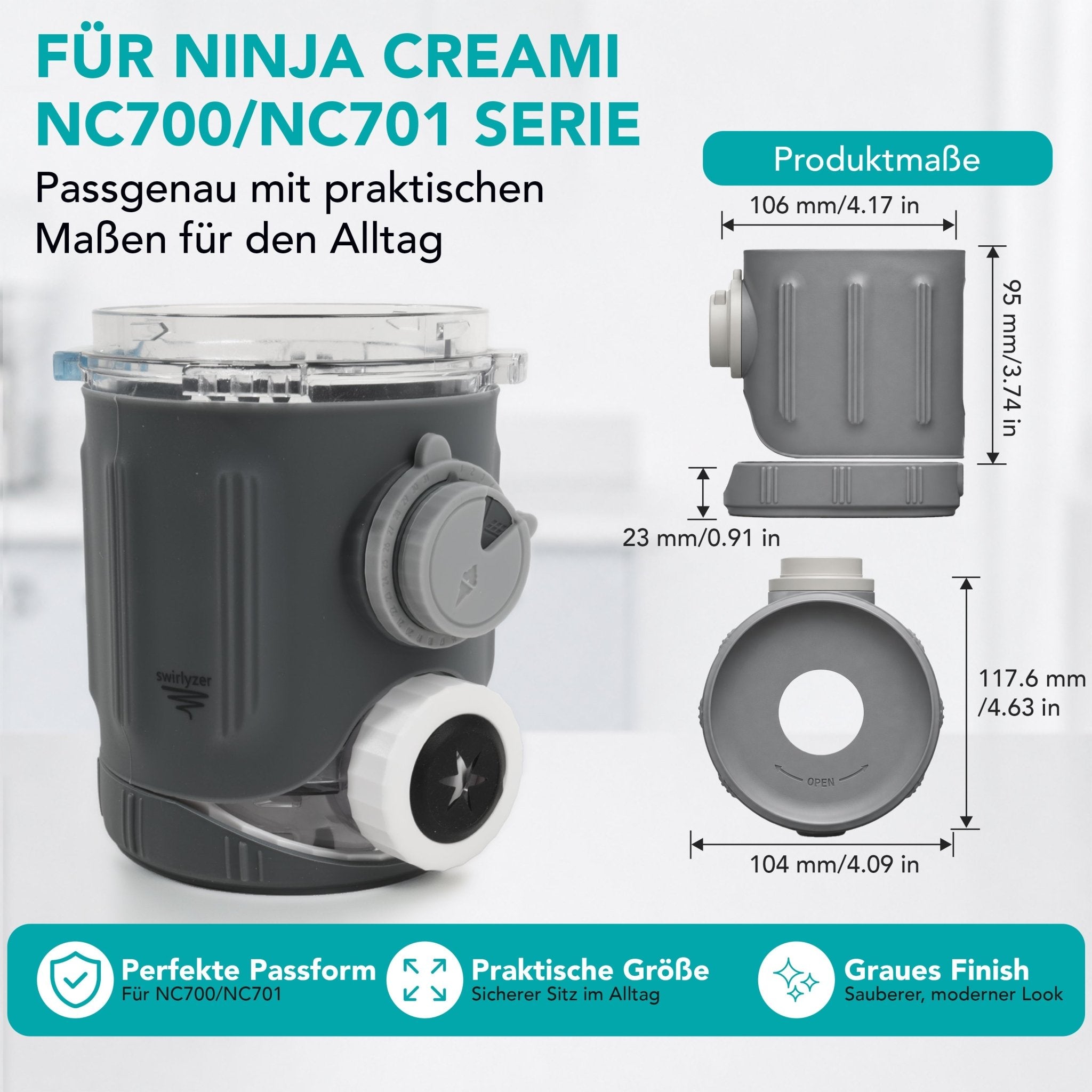 Swirlyzer | Silikon-Schutzhülle für Ninja Creami Scoop & Swirl Eisbehälter - Wundermix GmbH