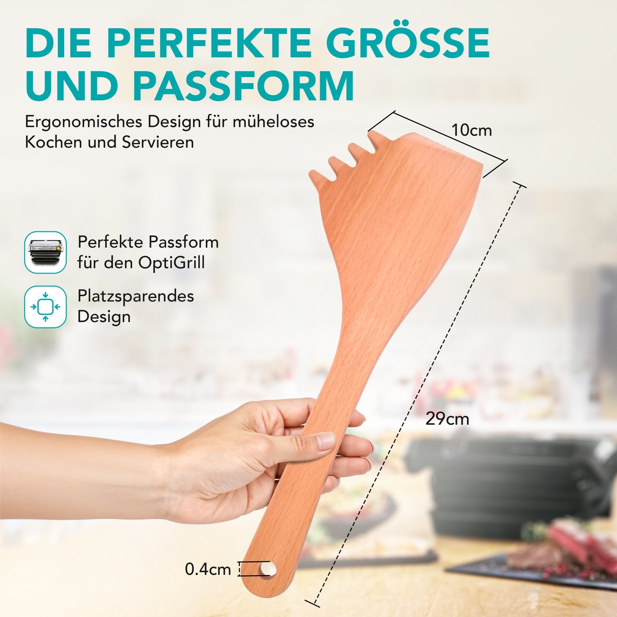 OptiSpatel® | Pfannenwender aus Buchenholz für Tefal OptiGrill & OptiGrill XL - Wundermix GmbH