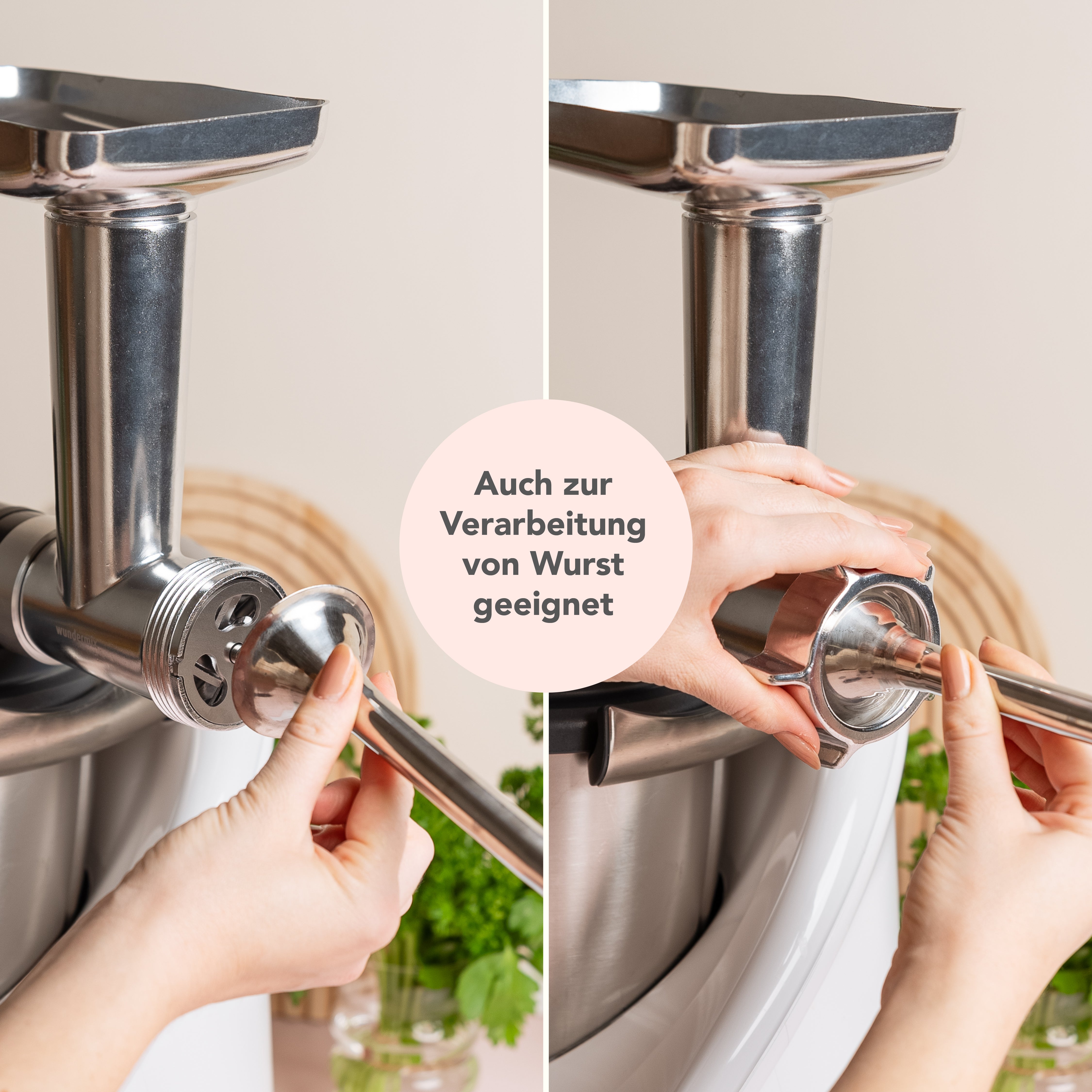 Meat mincer with sausage horn for WunderCentix®