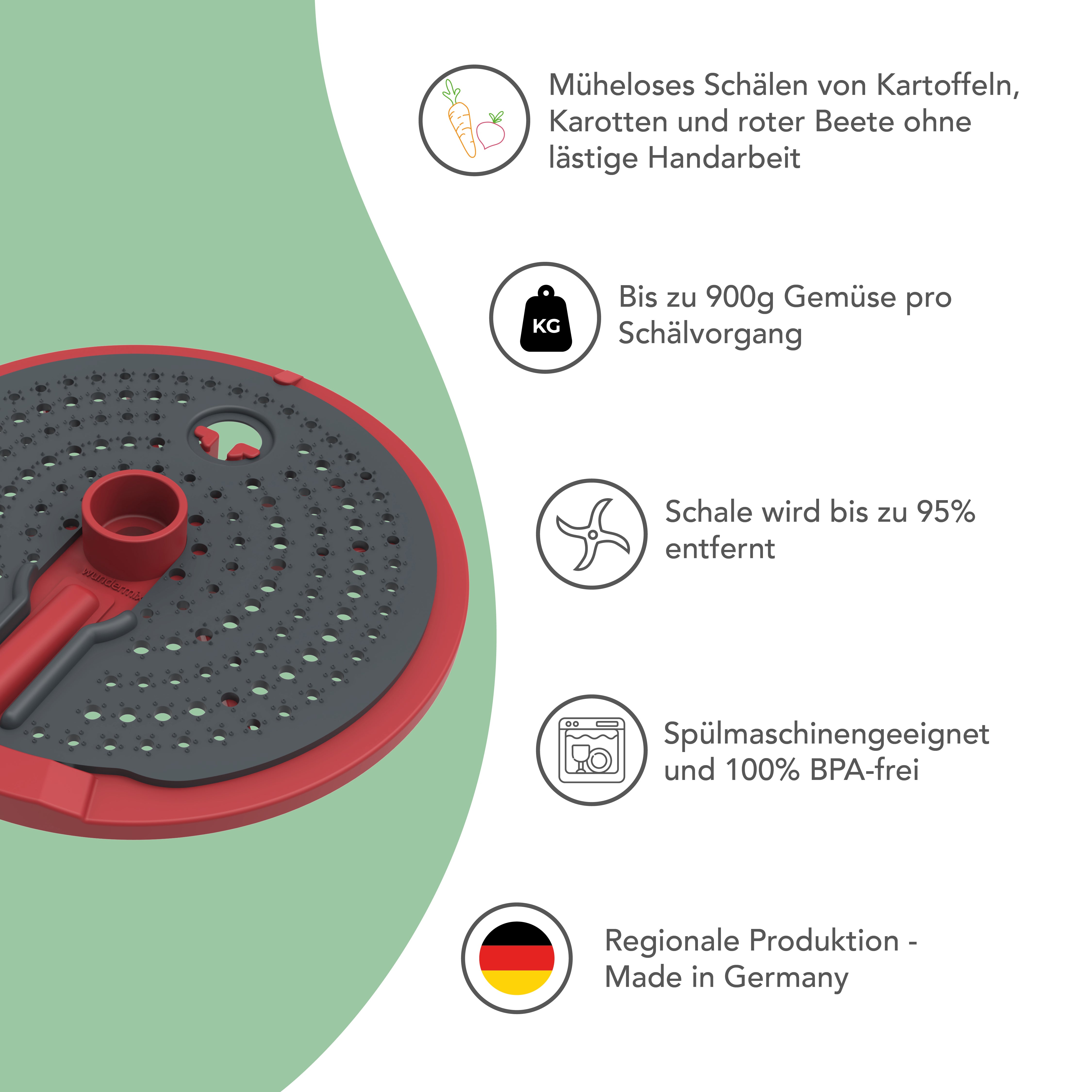 WunderPeeler® (mit Träger) | Kartoffelschäler-Aufsatz für Monsieur Cuisine