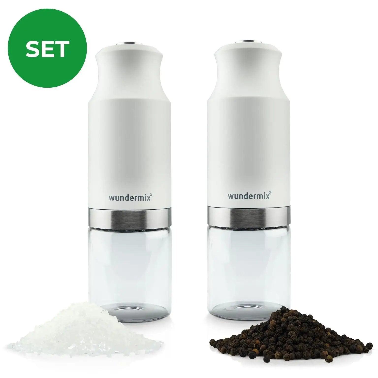 WunderSpicer® | Electric salt or pepper mill with ceramic grinder | economy set