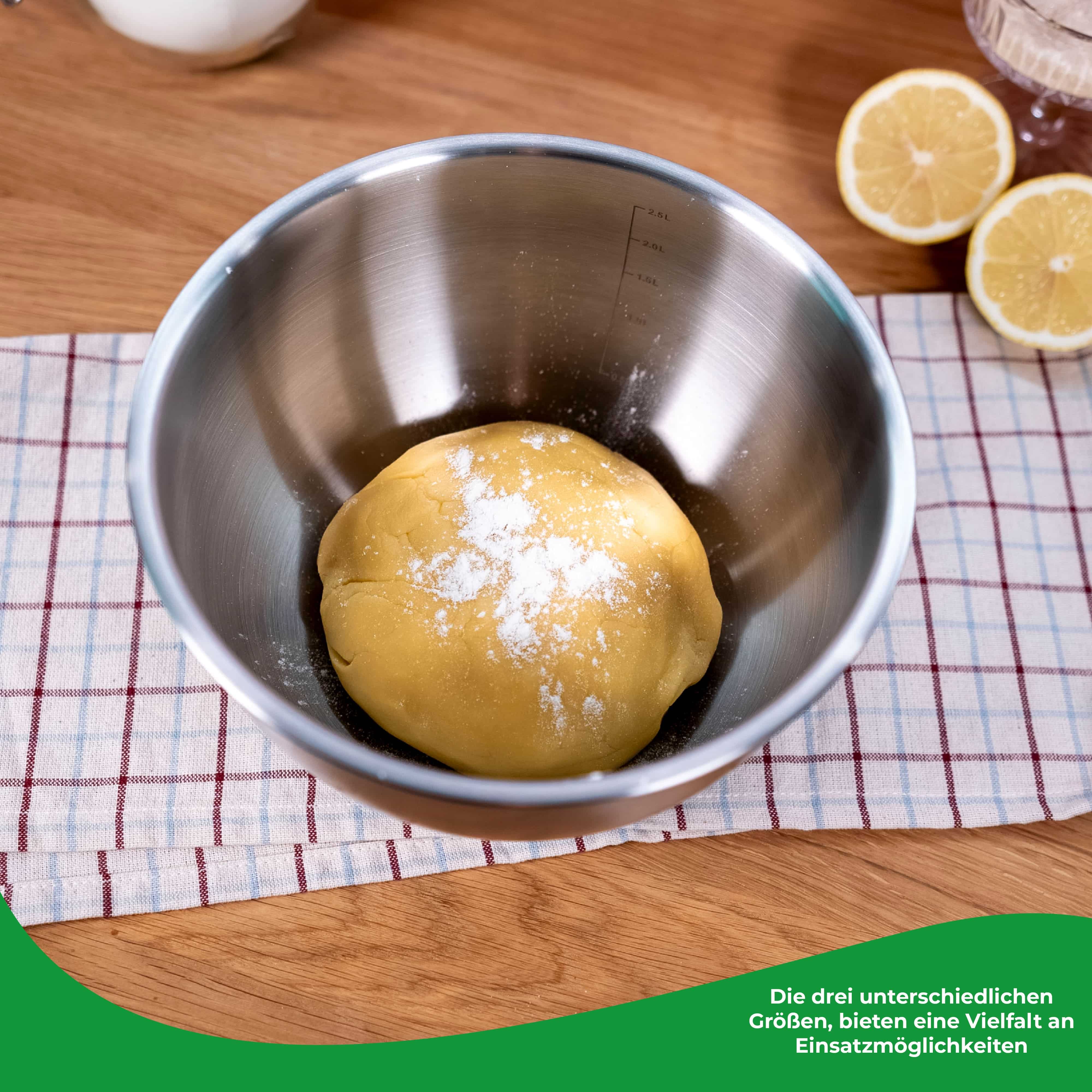 Stainless steel mixing bowl set of 3 with lid | 1.5 L + 3 L + 5 L