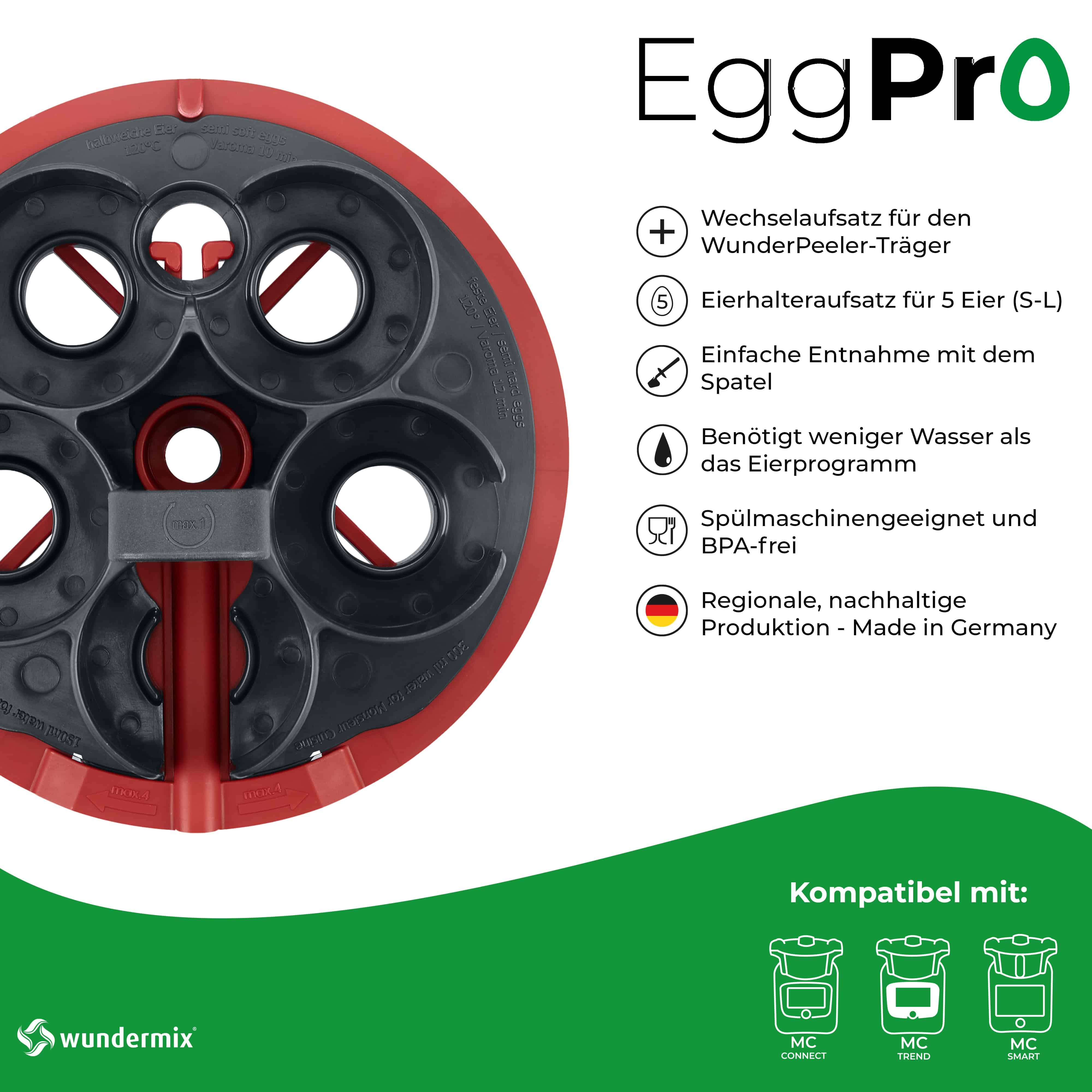 EggPro | Eierhalter-Aufsatz inkl. Träger für Monsieur Cuisine Smart, Trend, Connect - Wundermix GmbH