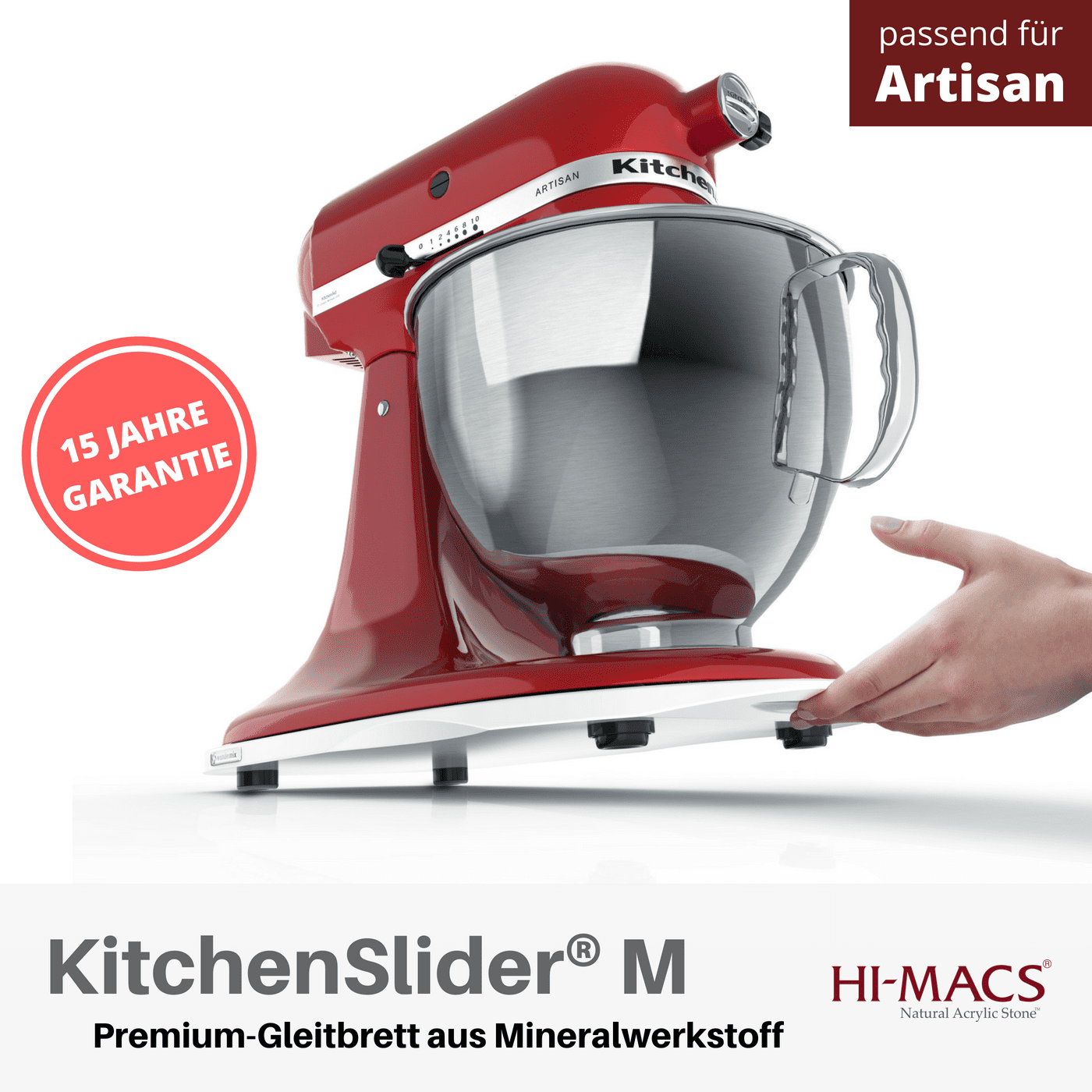 KitchenSlider® M | Alpine White | Gleitbrett für KitchenAid - Wundermix GmbH