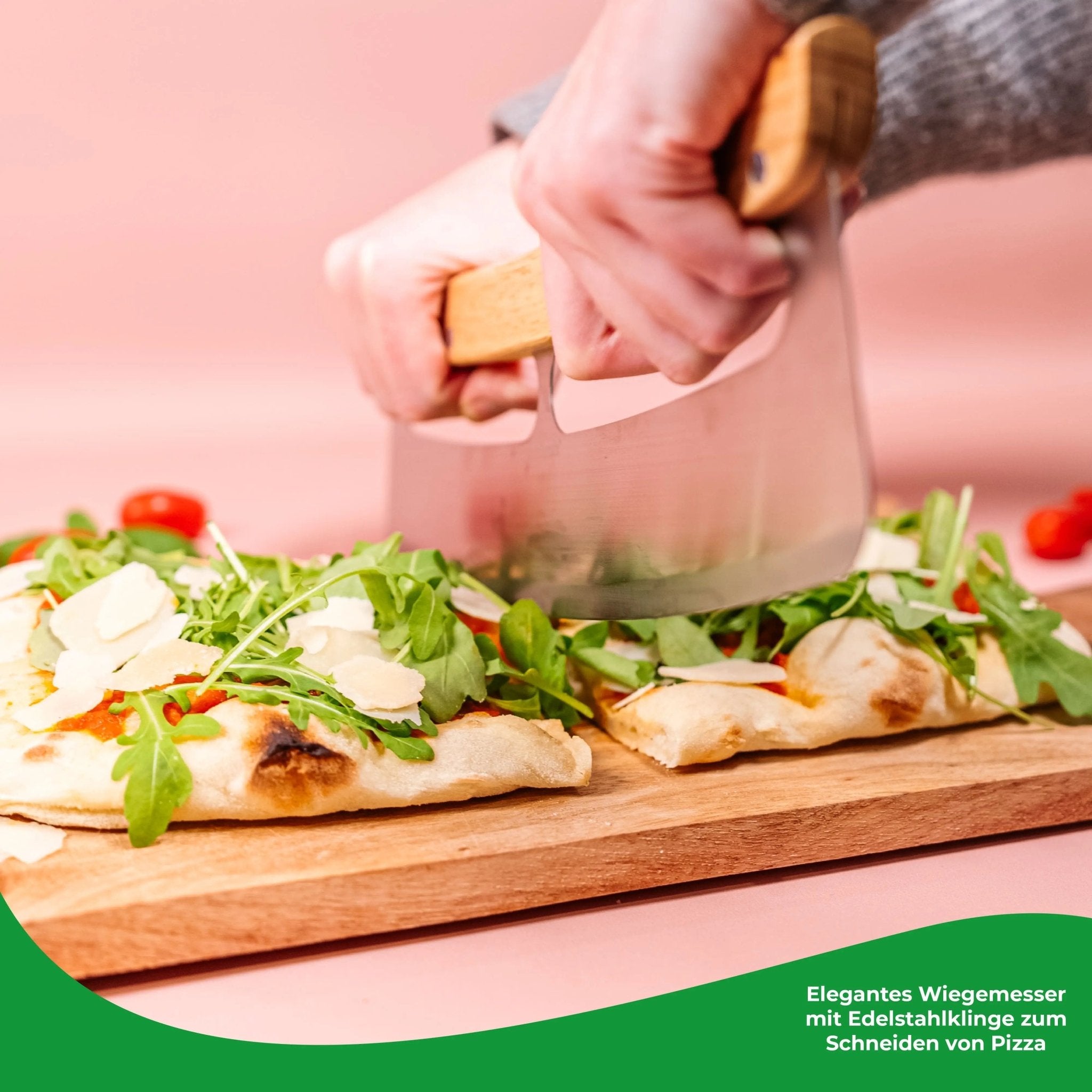 Pizza - Wiegemesser mit Bambus - Holzgriff - Wundermix GmbH