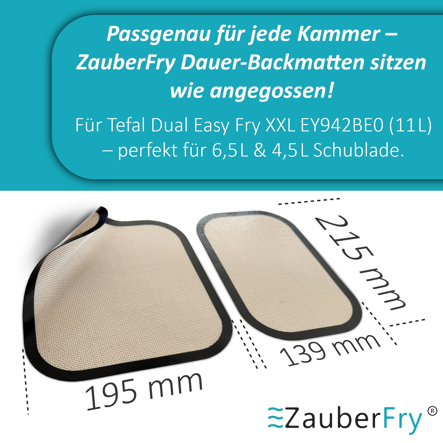 ZauberFry | Dauerbackmatten Set für Tefal Dual Easy Fry XXL - Wundermix GmbH