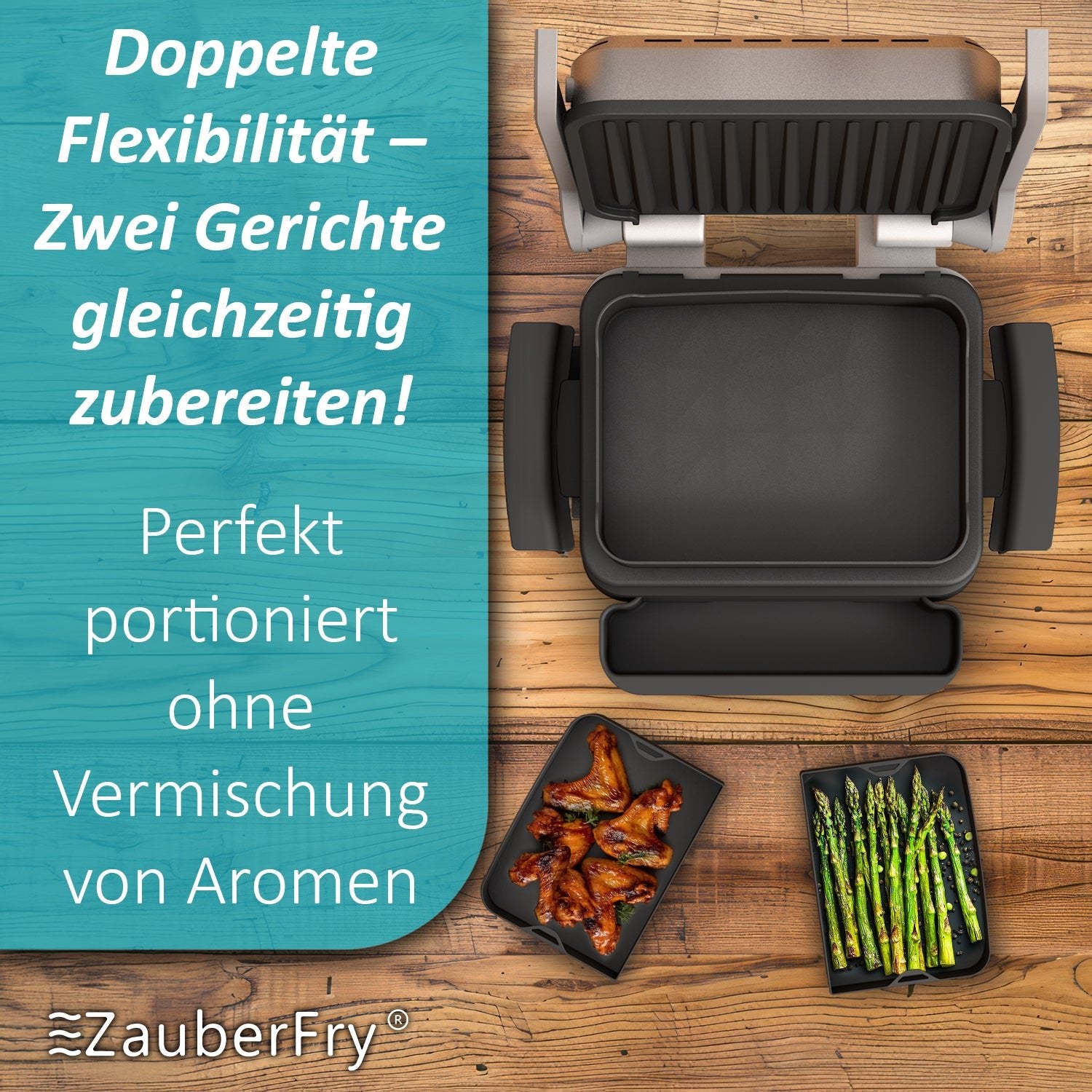 ZauberFry | Backschalenteiler kompatibel mit Tefal OptiGrill, Elite, Plus +, Elite Plus, 4in1, 2in1 - Wundermix GmbH