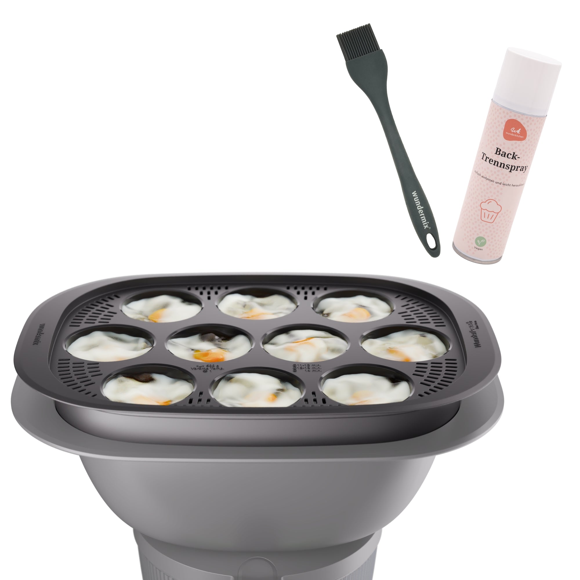 WunderPoach® | Eierpochiereinsatz + Back-Trennspray + Silikonpinsel