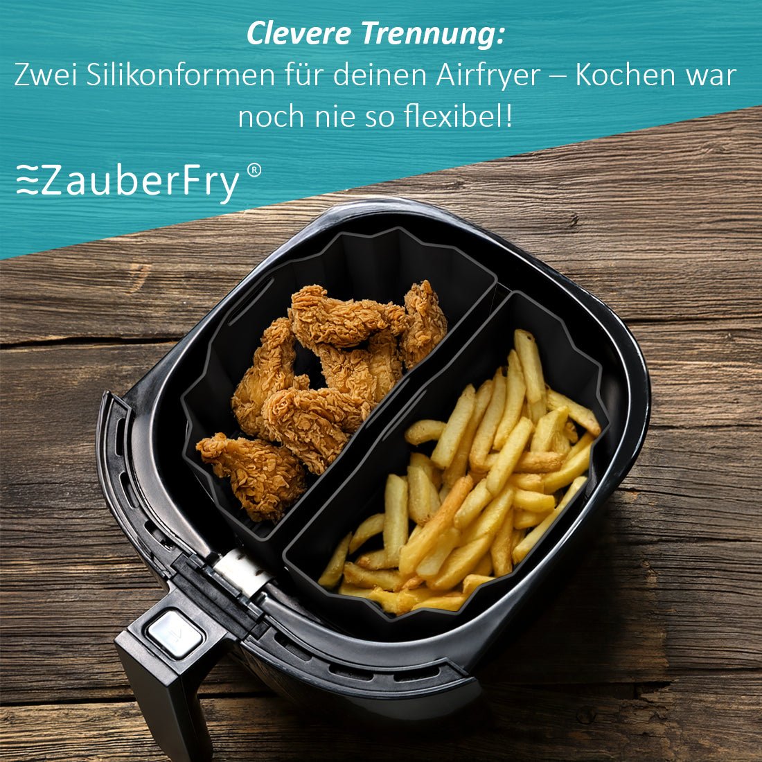 ZauberFry | DUAL Silikonform für AirFryer kompatibel mit Philips, Cosori und mehr - Wundermix GmbH