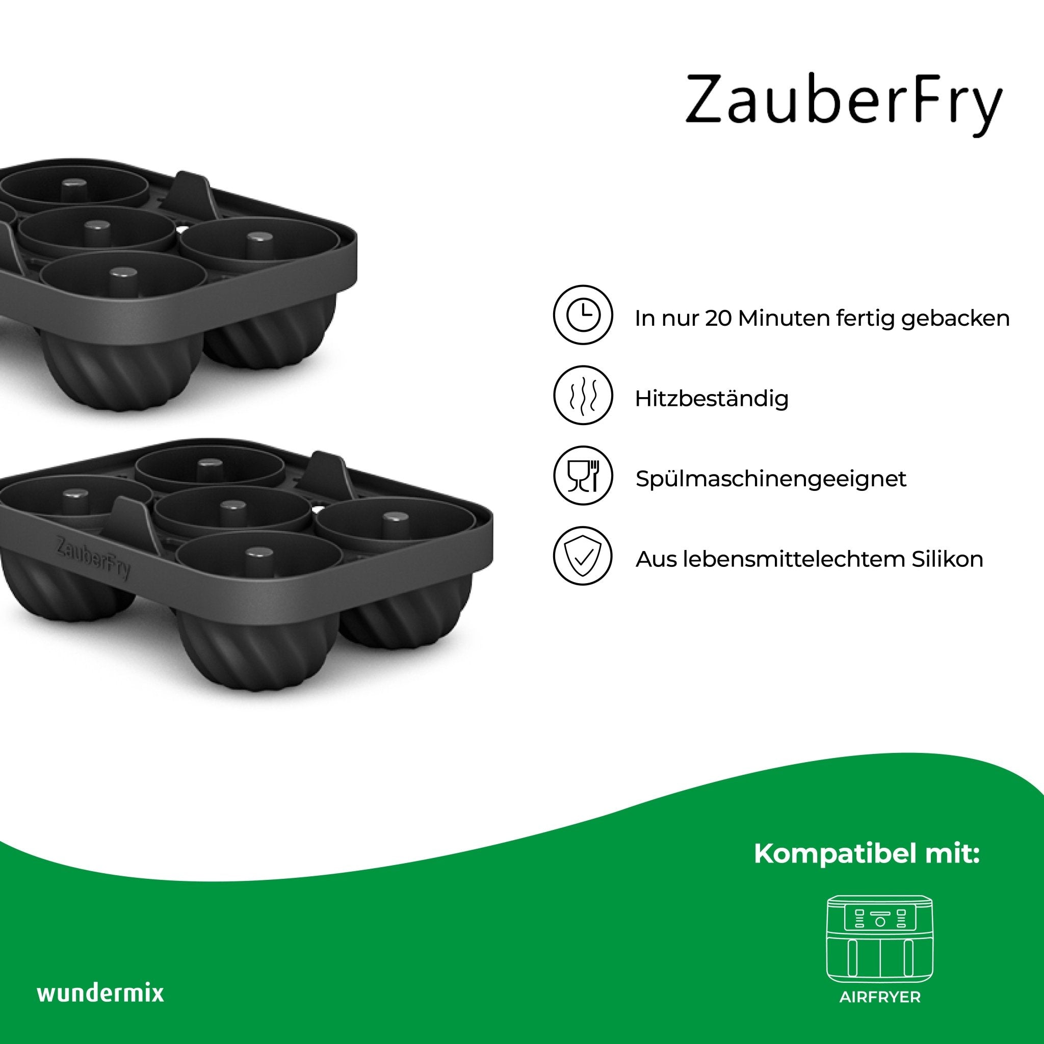 ZauberFry - Backform „Mini - Gugelhupf“ kompatibel mit Ninja Airfryer (2er - Set) - Wundermix GmbH