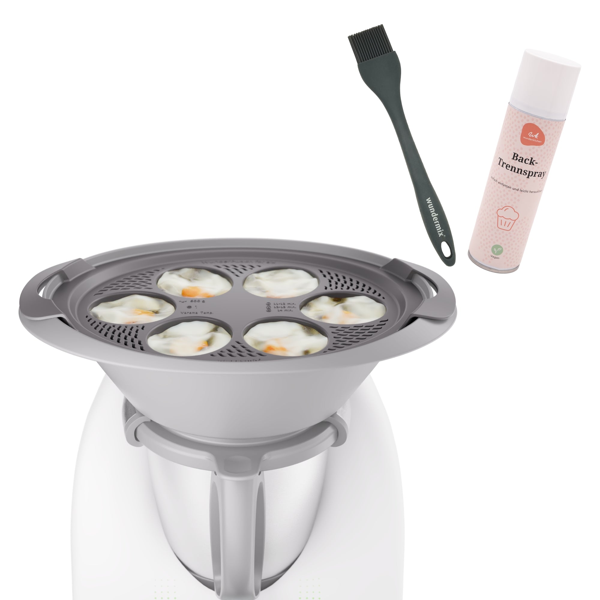 WunderPoach® | Eierpochiereinsatz + Back-Trennspray + Silikonpinsel