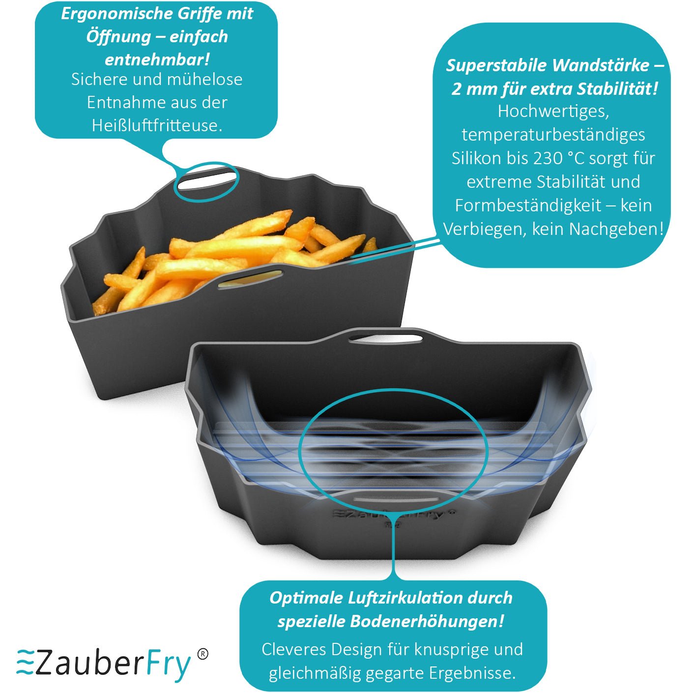 ZauberFry | DUAL Silikonform für AirFryer kompatibel mit Philips, Cosori und mehr - Wundermix GmbH