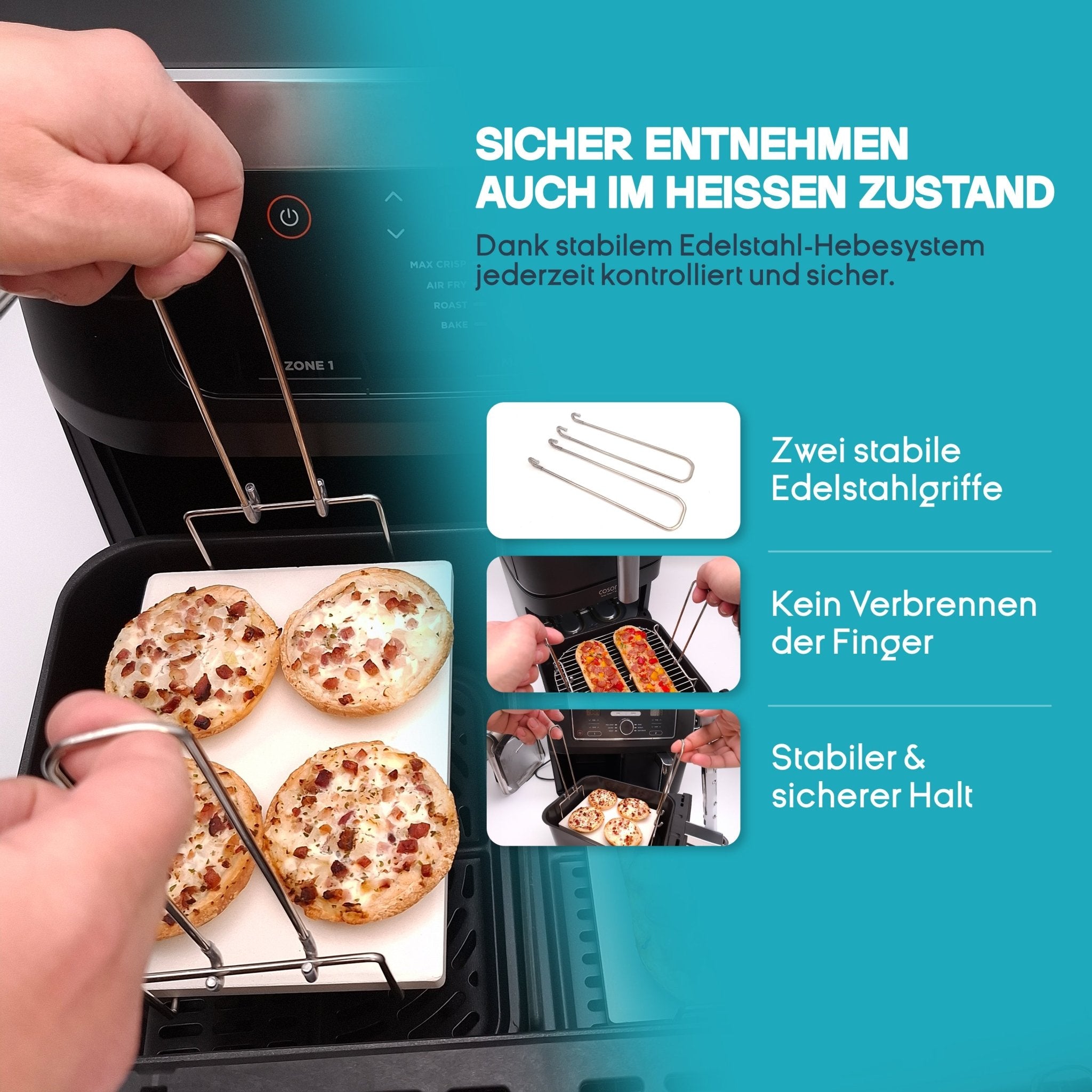 WunderFry | Airfryer Pizzastein mit Edelstahlrahmen - Wundermix GmbH