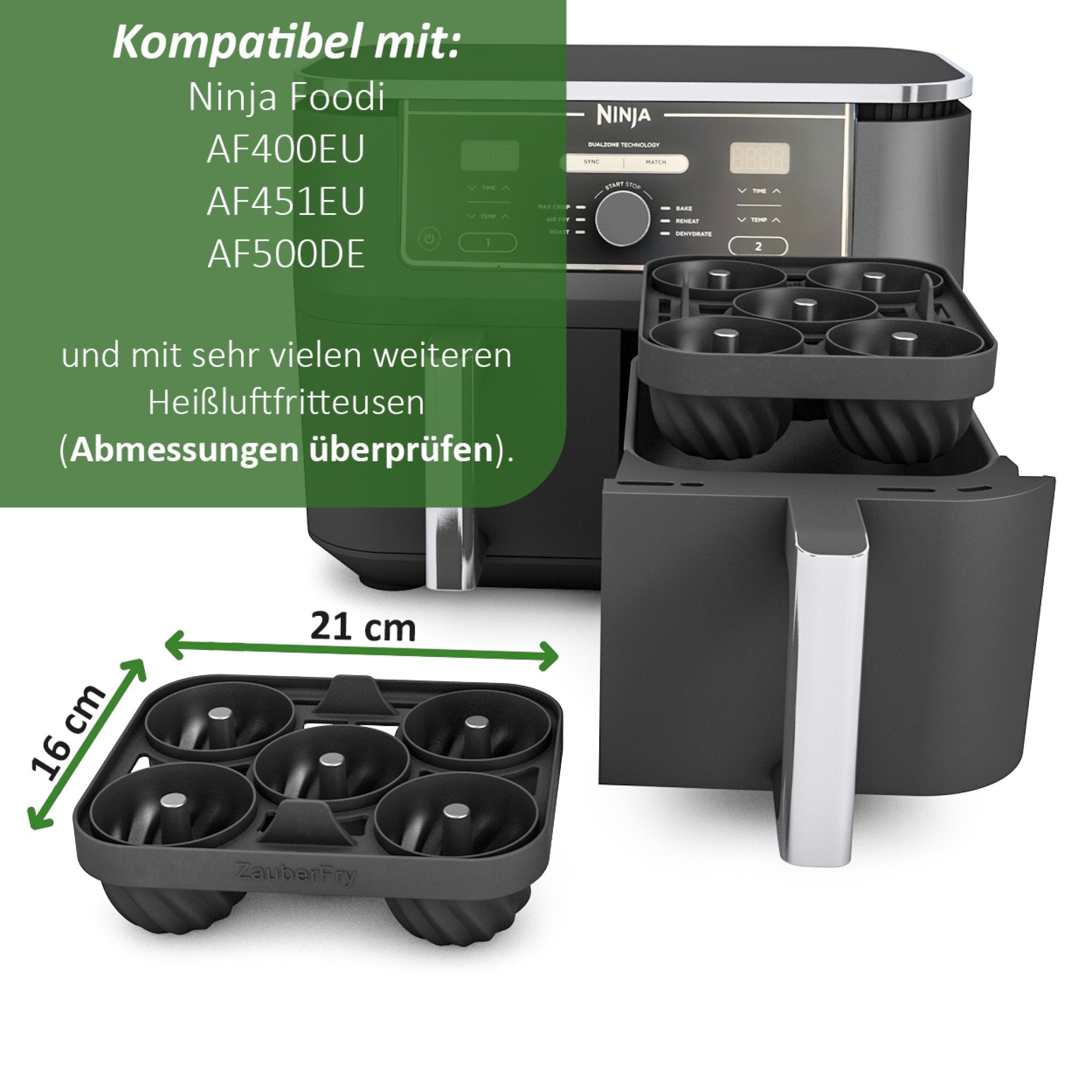 ZauberFry - Backform „Mini - Gugelhupf“ kompatibel mit Ninja Airfryer (2er - Set) - Wundermix GmbH
