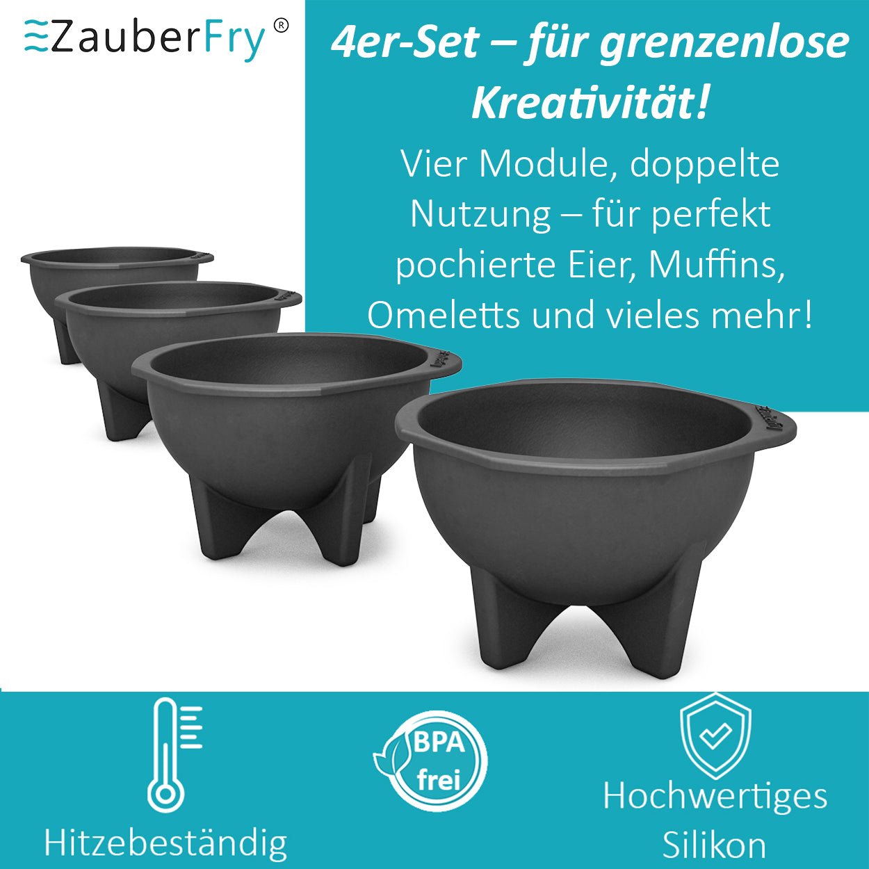 ZauberFry | Pochiereinsätze für Airfryer (4er - Set) - Wundermix GmbH