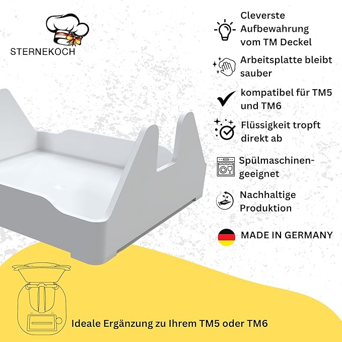 thermomix zubehör aufbewahrung STERNEKOCH Deckelhalter mit Abtropfschale für Thermomix TM6, TM5 und M