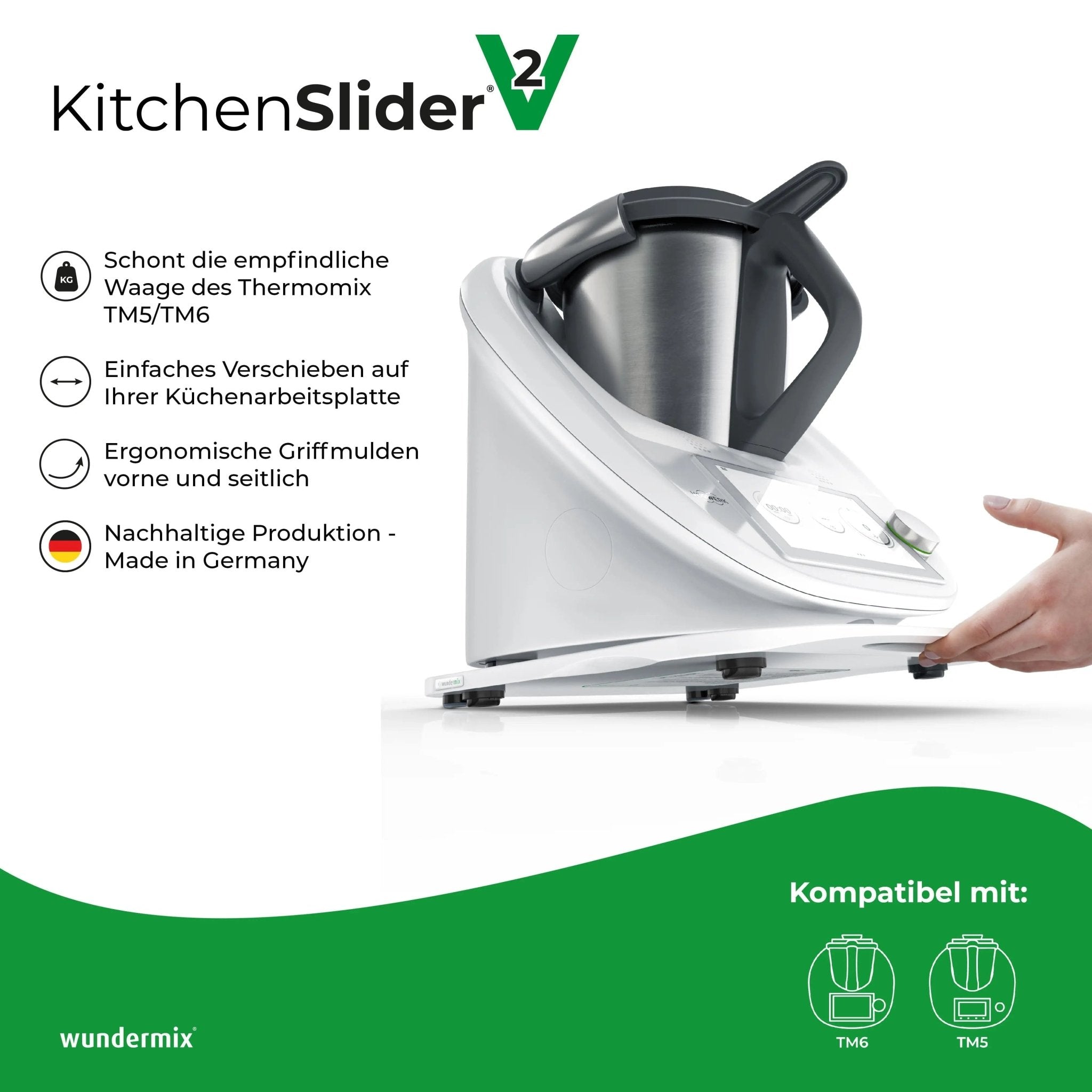 KitchenSlider® M | V2 Plus | Premium - Gleitbrett für Thermomix TM6, TM5 - Wundermix GmbH