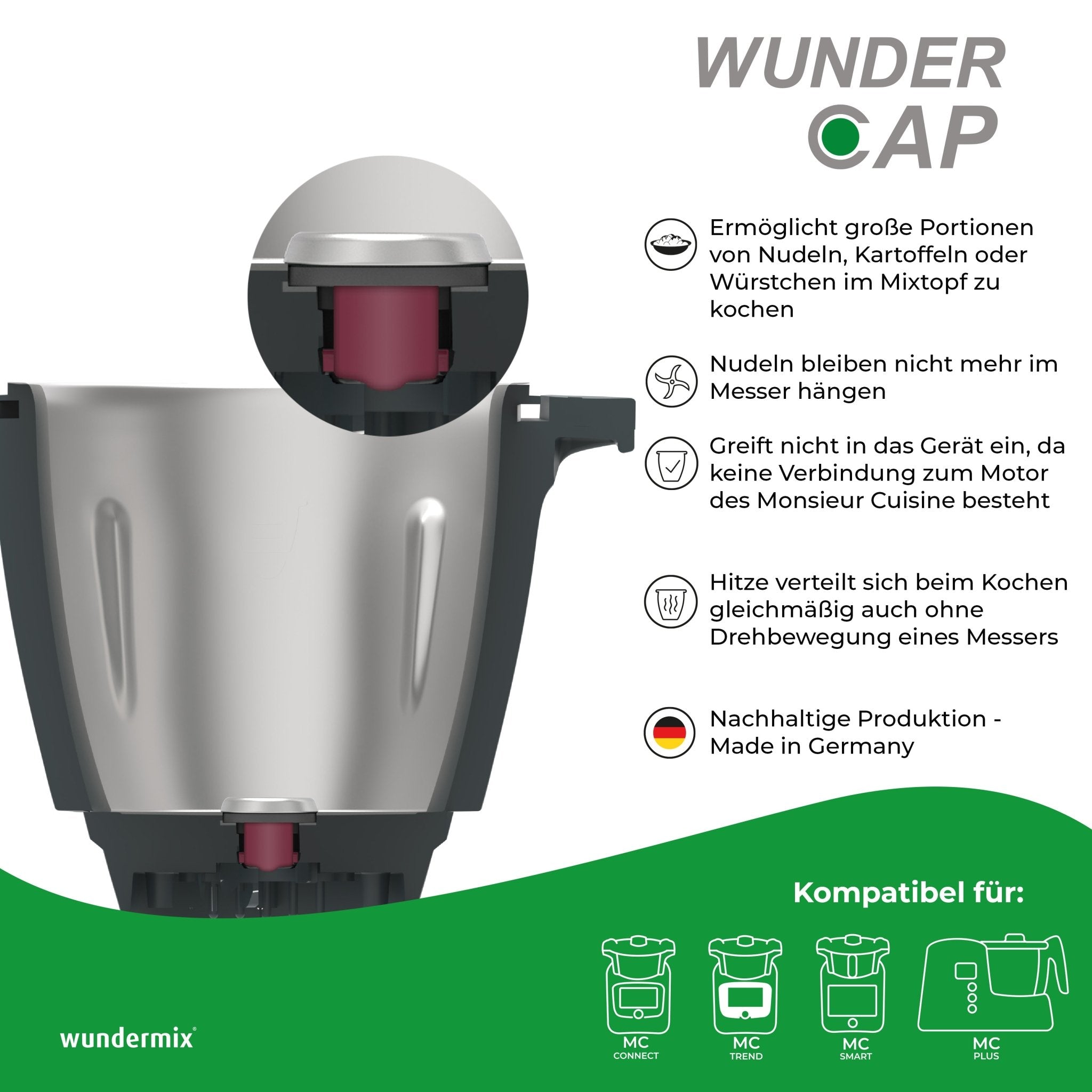 Wundermix - Miximizer® Riduttore per frullatore per Monsieur Cuisine Smart, Connect, Trend • Rettifica, miscelazione e tritatura efficienti degli alimenti • Made in Germany Wundermix - Miximizer® Riduttore per frullatore per Monsieur Cuisine Smart, Connect, Trend • Rettifica, miscelazione e tritatura efficienti degli alimenti • Made in Germany