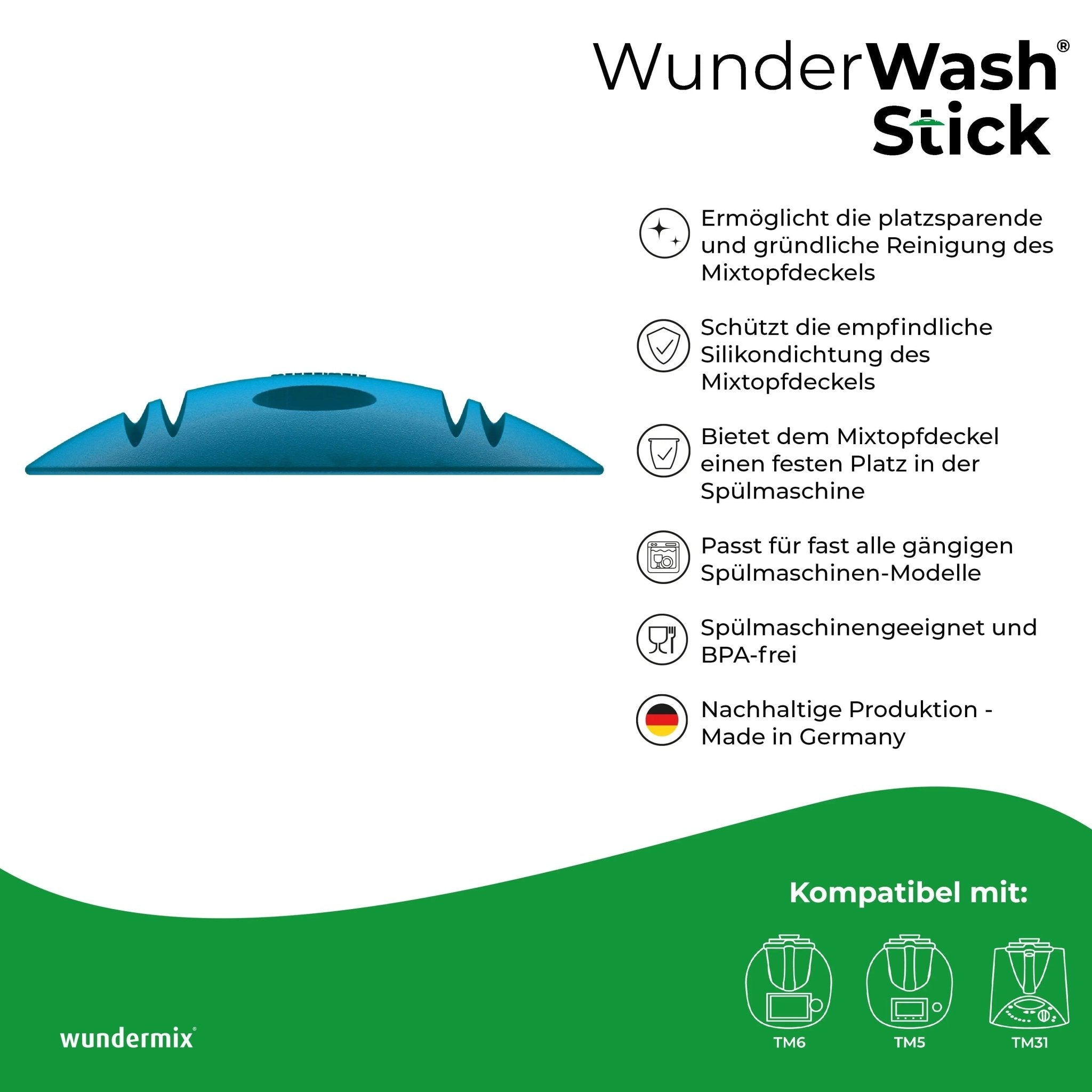 WunderWash® Stick | Spülmaschinen - Deckelhalter für Mixtopfdeckel TM7, TM6, TM5 - Wundermix GmbH