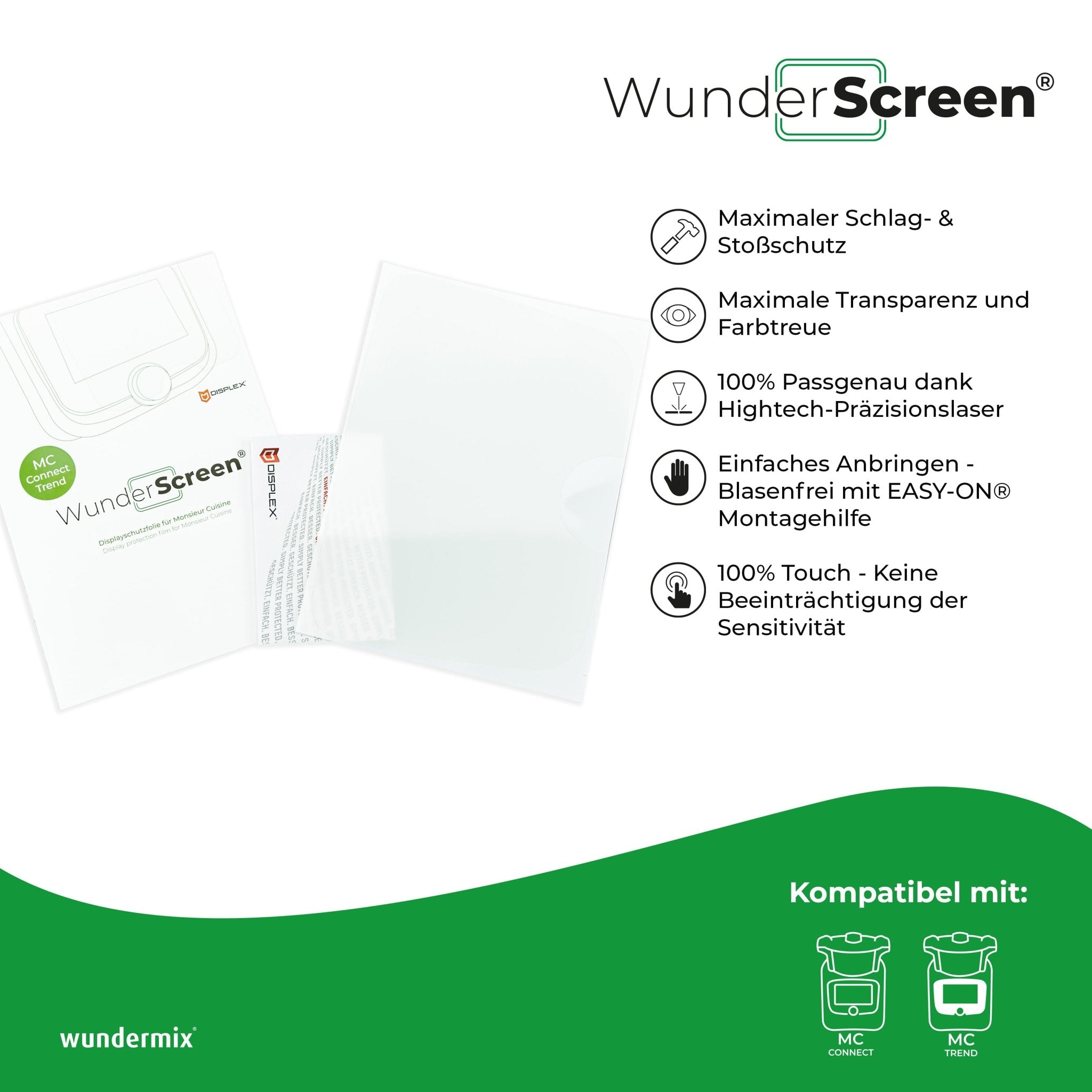 WunderScreen® Hybrid - Glas Displayschutz für Monsieur Cuisine Connect und Trend - Wundermix GmbH