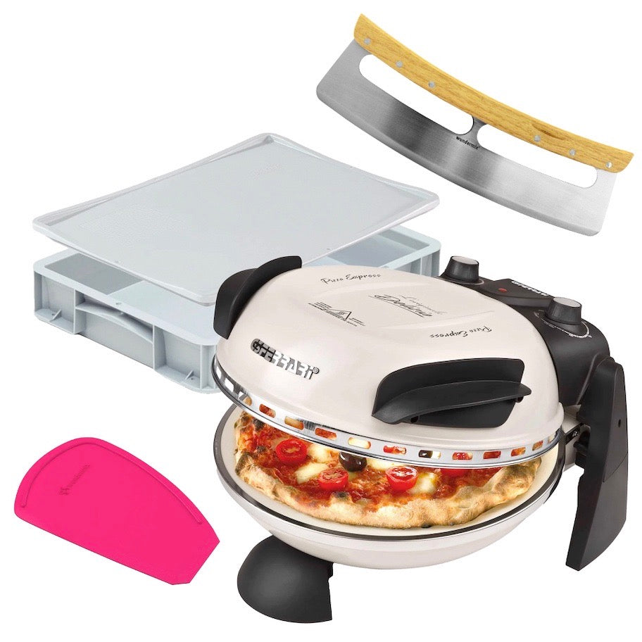 Pizza set with G3Ferrari pizza oven, dough ball box, WunderCard® and pizza chopping knife