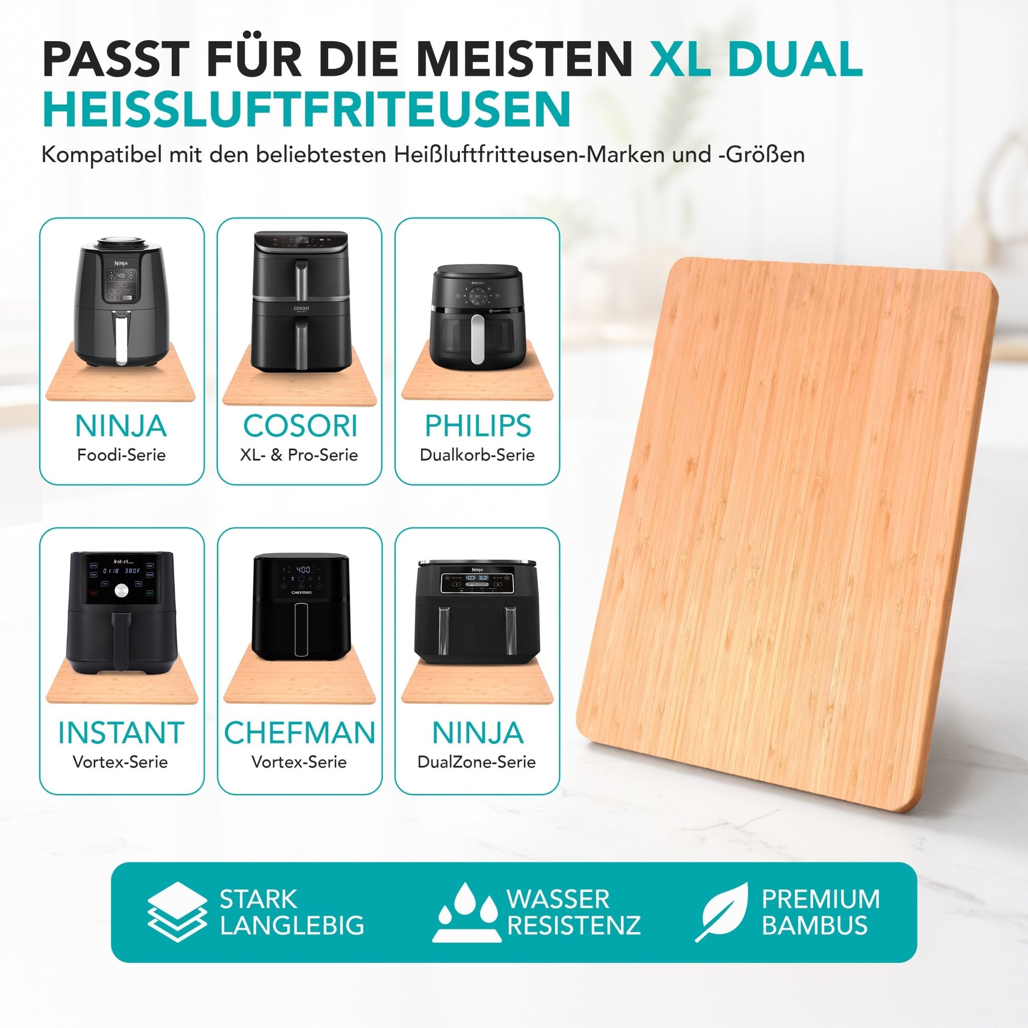 WunderFry® | Airfryer Bambusgleitbrett mit Schubladenablage - Wundermix GmbH