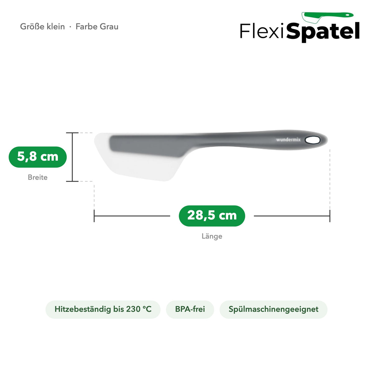 FlexiSpatel klein in Grau – Maße: 28,5 cm lang, 5,8 cm breit