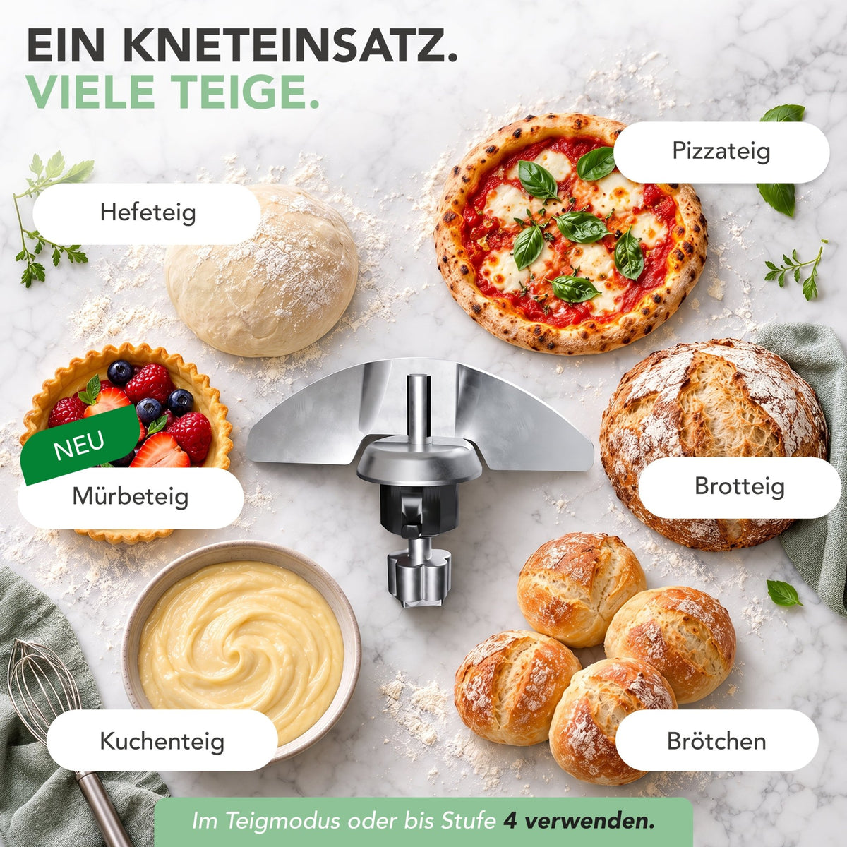 TeigMeister V2 | Edelstahl Kneteinsatz für Monsieur Cuisine Connect, Trend, Smart & Compact - Wundermix GmbH