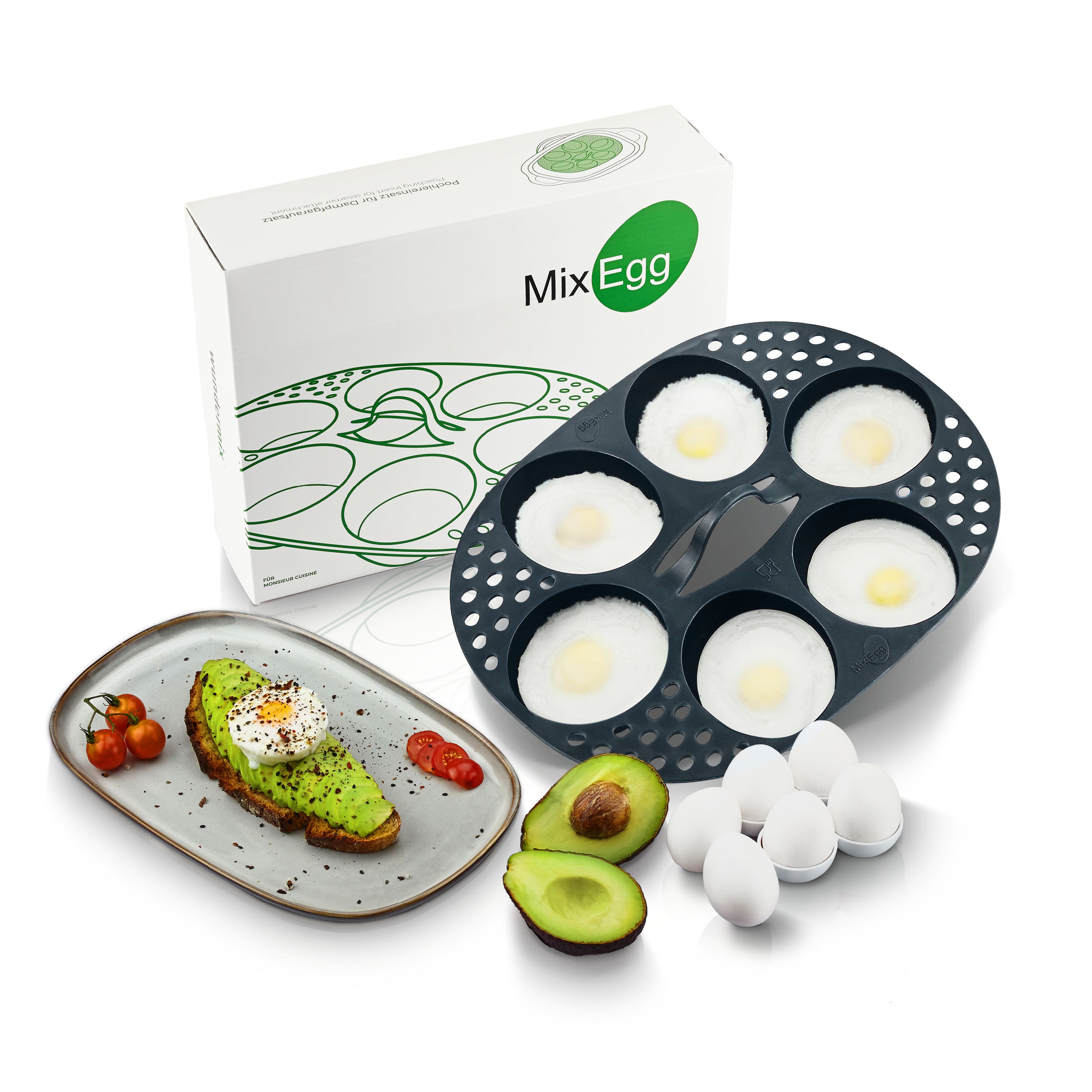 MixEgg® | Eierpochiereinsatz für Monsieur Cuisine Smart, Trend, Connect
