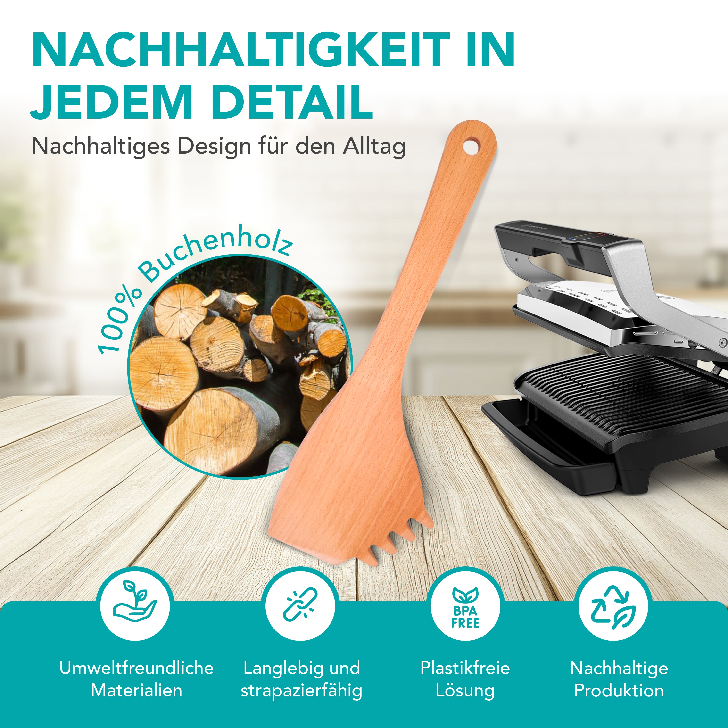 OptiSpatel® | Beechwood Spatula for Tefal OptiGrill & OptiGrill XL
