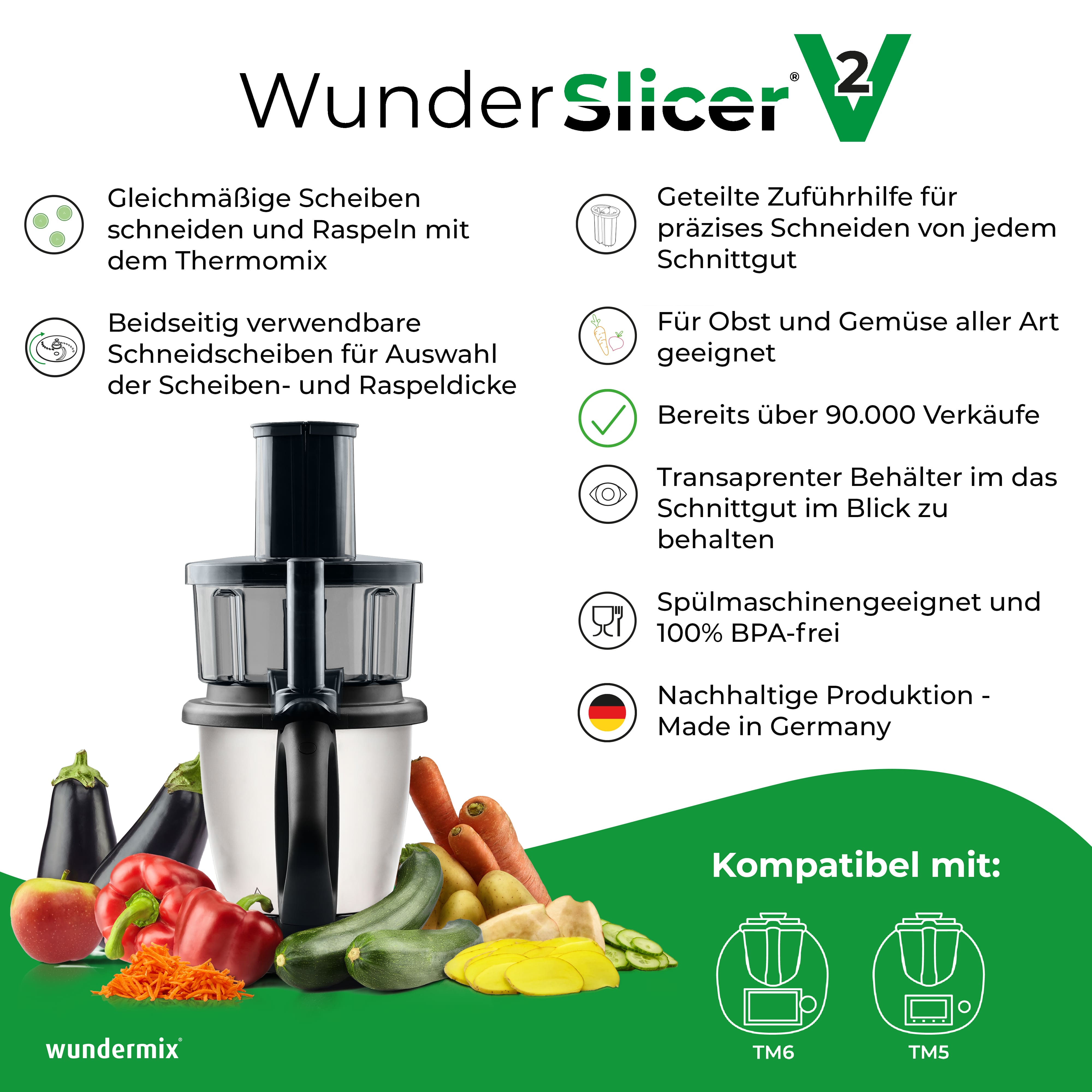 WunderSlicer® V2 | Gemüseschneider für Thermomix TM6, TM5 - VORVERKAUF