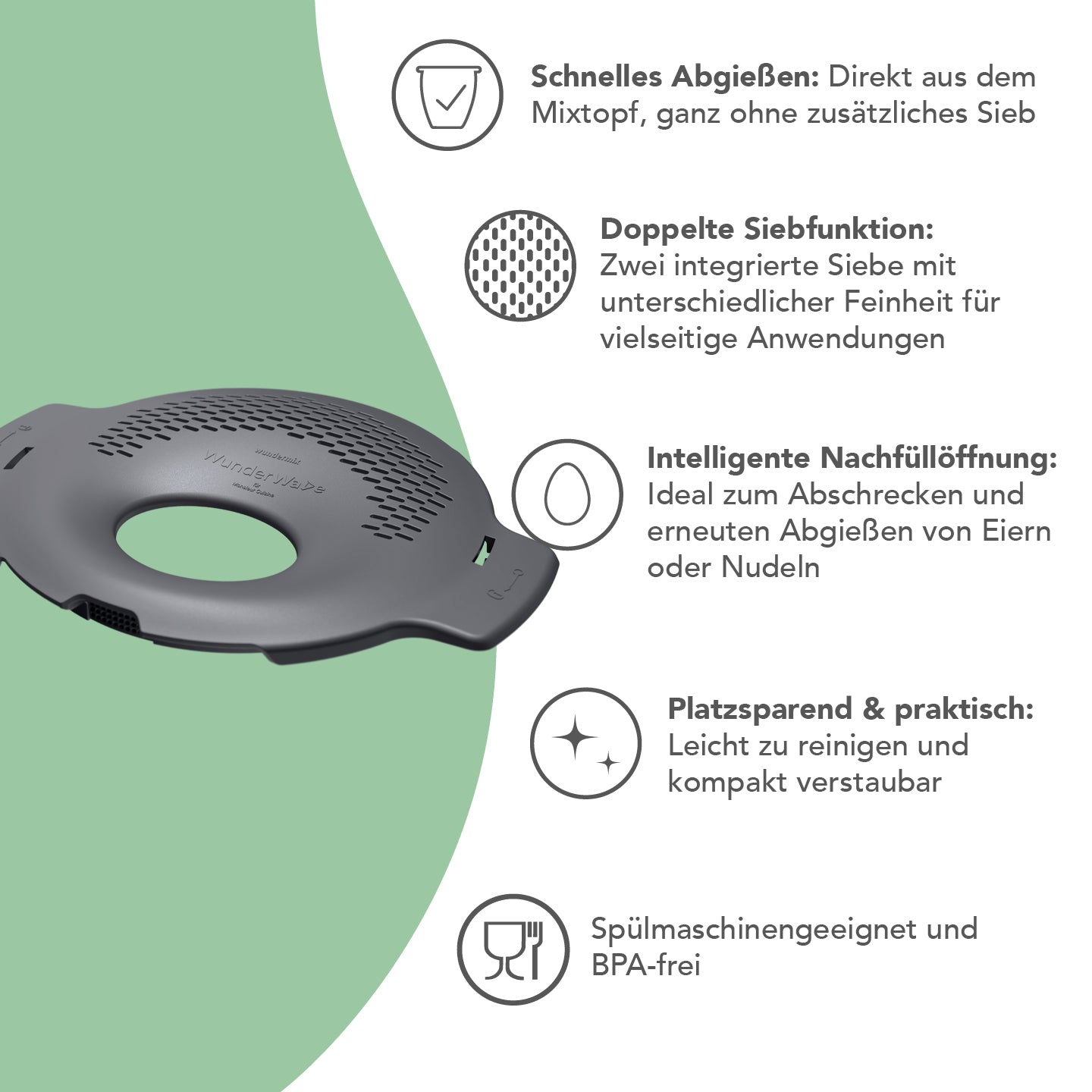 WunderWave® | Ausgusssieb für Monsieur Cuisine Connect, Trend und Smart