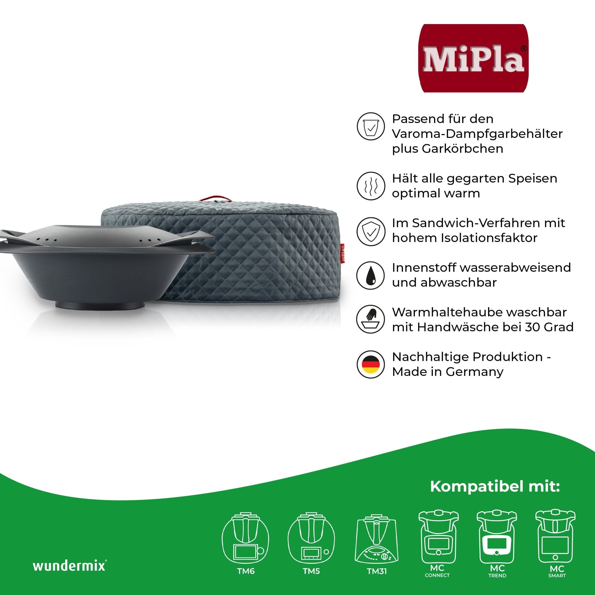 MiPla® | Warmhaltehaube M für Varoma | Thermomix & Monsieur Cuisine - Wundermix GmbH