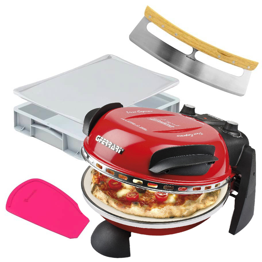 Pizza-Set mit G3Ferrari Pizzaofen, Teigballenbox, WunderCard® und Pizza-Wiegemesser