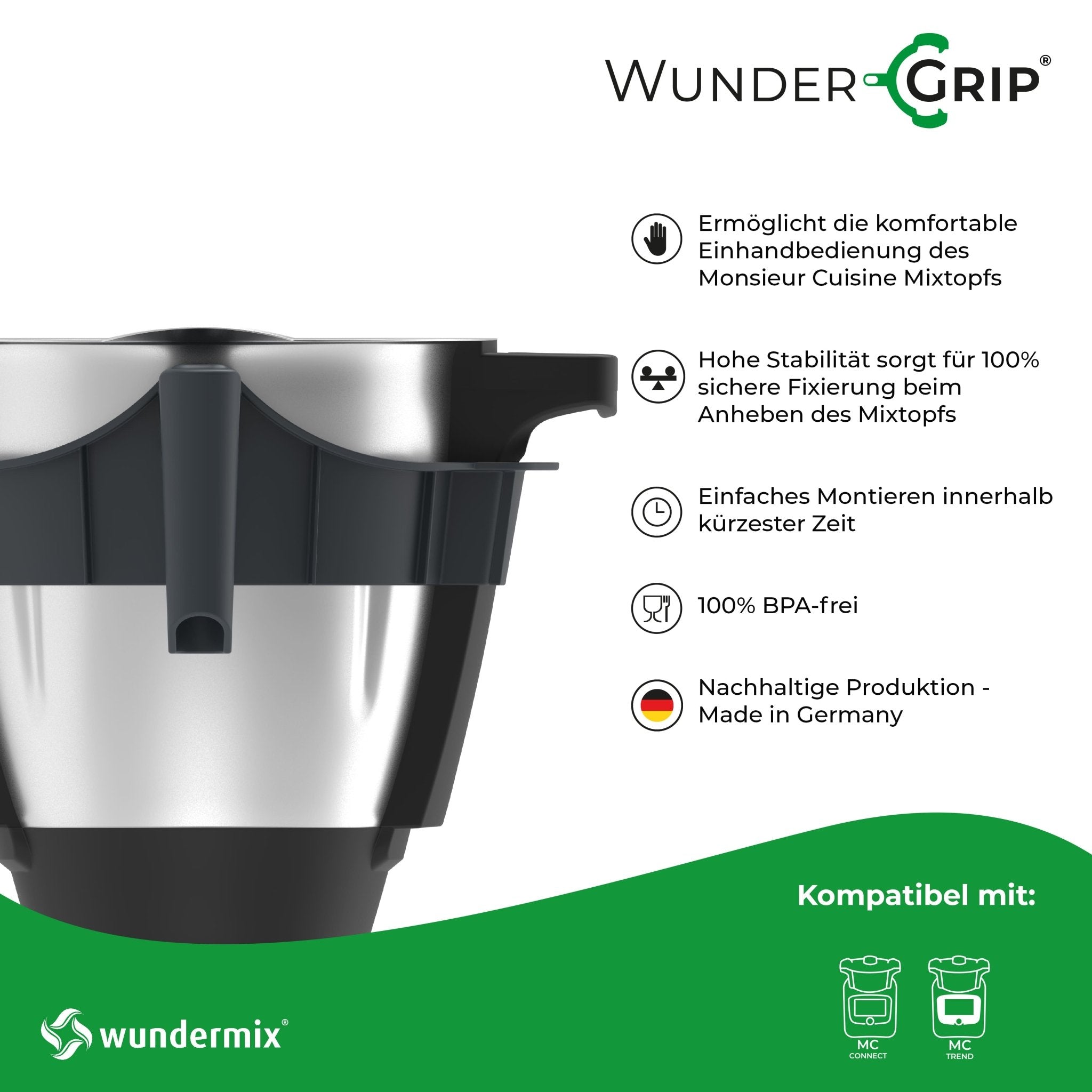 WunderGrip® | Einhand-Griff für den Monsieur Cuisine Connect/Trend Mixtopf - Wundermix GmbH