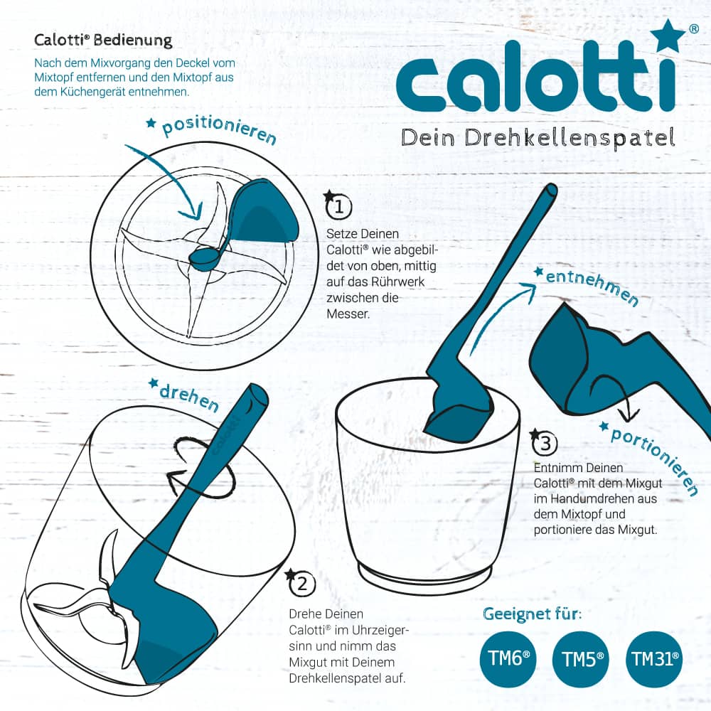 Calotti® Drehkellenspatel für Thermomix  Zum Entnehmen, Schöpfen und  Portionieren